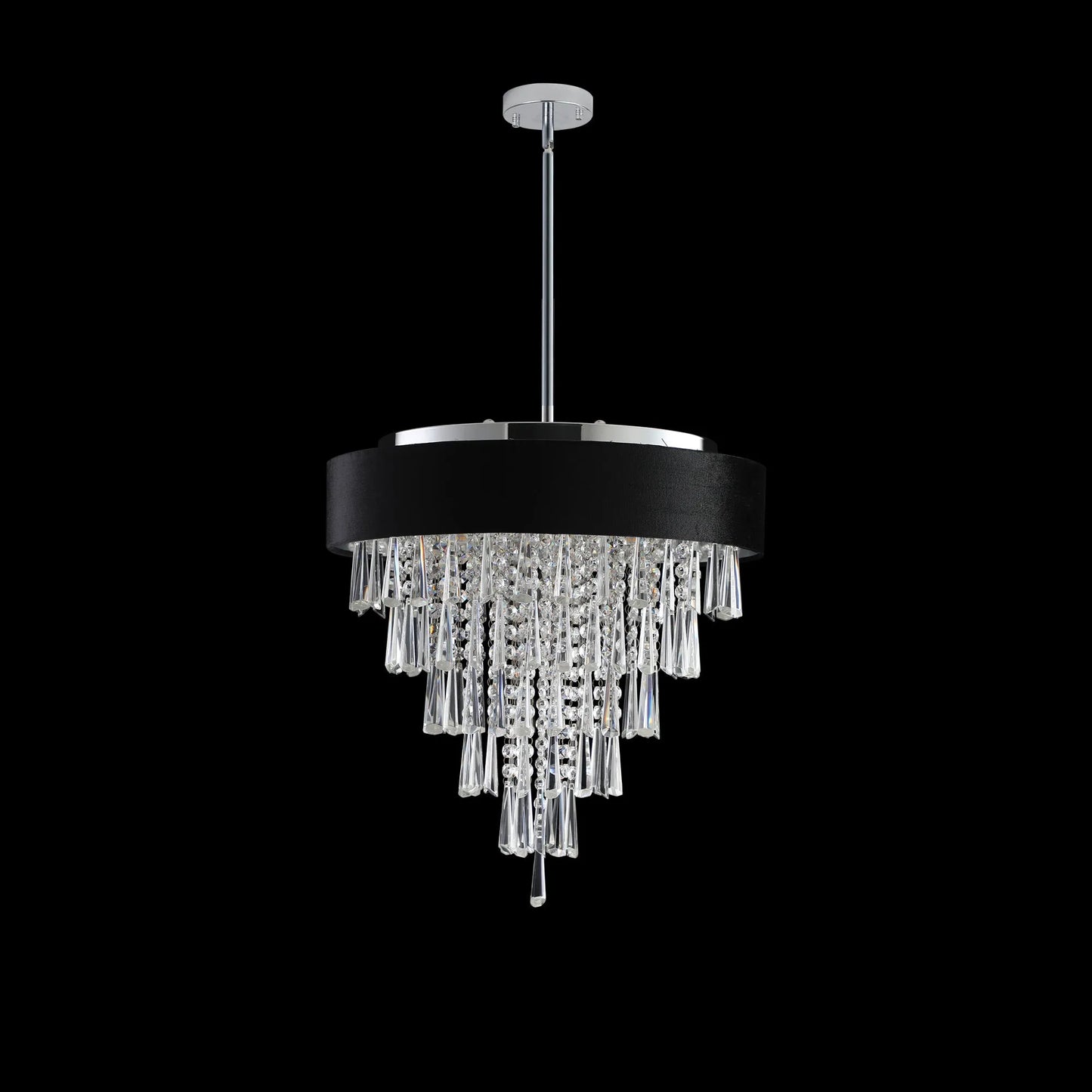 18-inch Modern Crystal Chandelier with Black Imitation Velvet Anti-Glare Shade, Adjustable Height, 8-Light G9 Base for Dining Room, Living Room, or – view 6