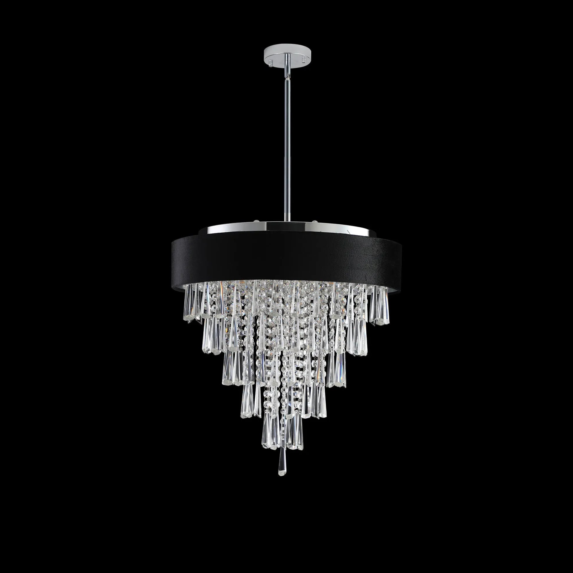 18-inch Modern Crystal Chandelier with Black Imitation Velvet Anti-Glare Shade, Adjustable Height, 8-Light G9 Base for Dining Room, Living Room, or – view 6