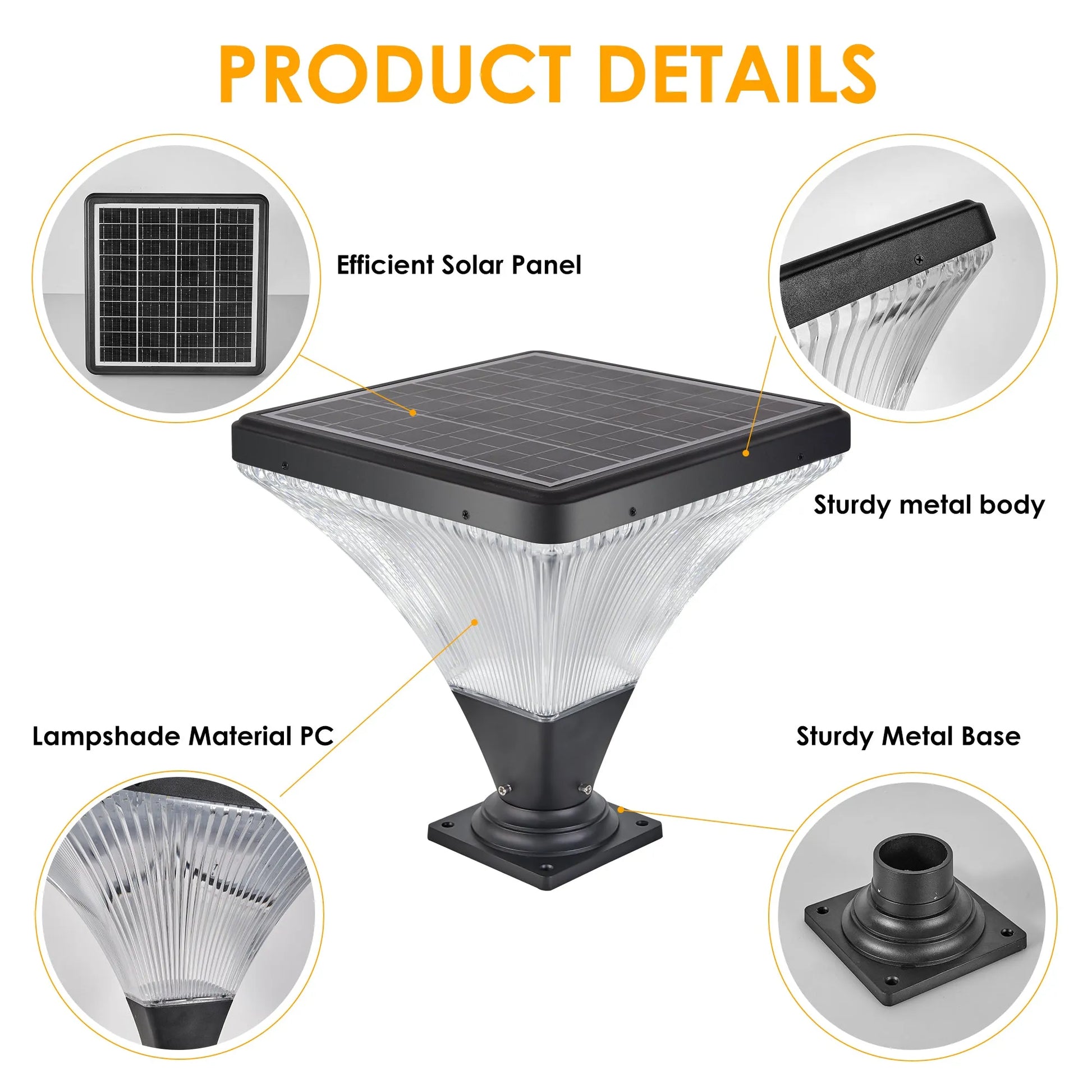 15' Black Outdoor Post Light - LED with Remote Control, Dimmable, Timer Function, Weatherproof for Yard, Garden, Pathway (1-Pack) – view 6