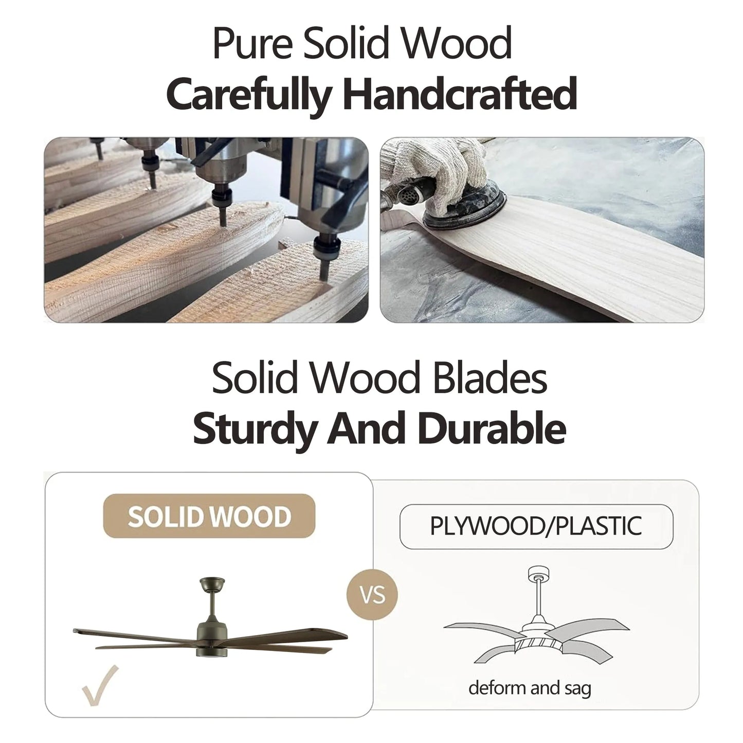 60' Modern Wood Ceiling Fan with Light and Remote Control,6-Speed Noiseless Reversible DC Motor, Ceiling Fan for Kitchen Dinning Living Room – view 6