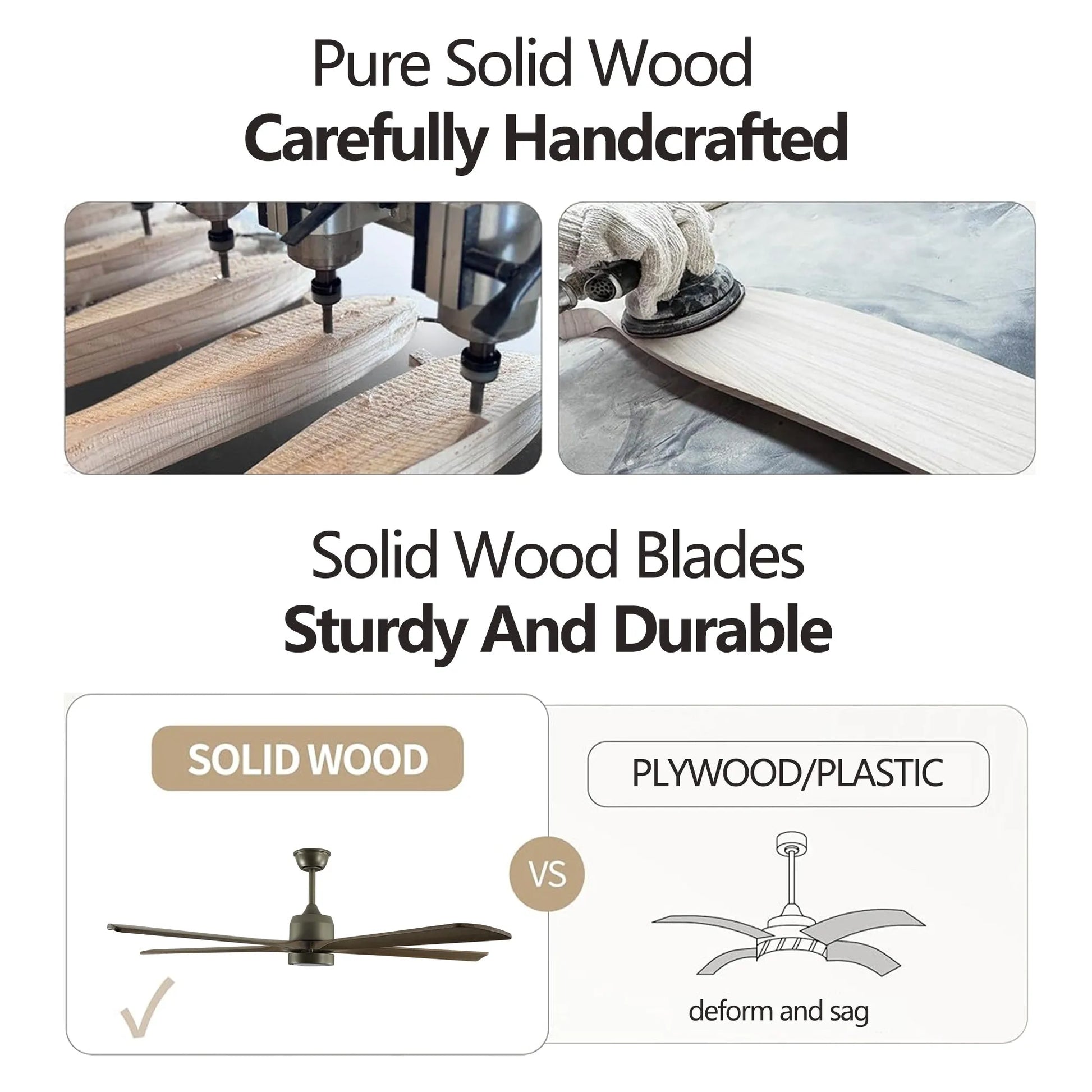 60' Modern Wood Ceiling Fan with Light and Remote Control,6-Speed Noiseless Reversible DC Motor, Ceiling Fan for Kitchen Dinning Living Room – view 6