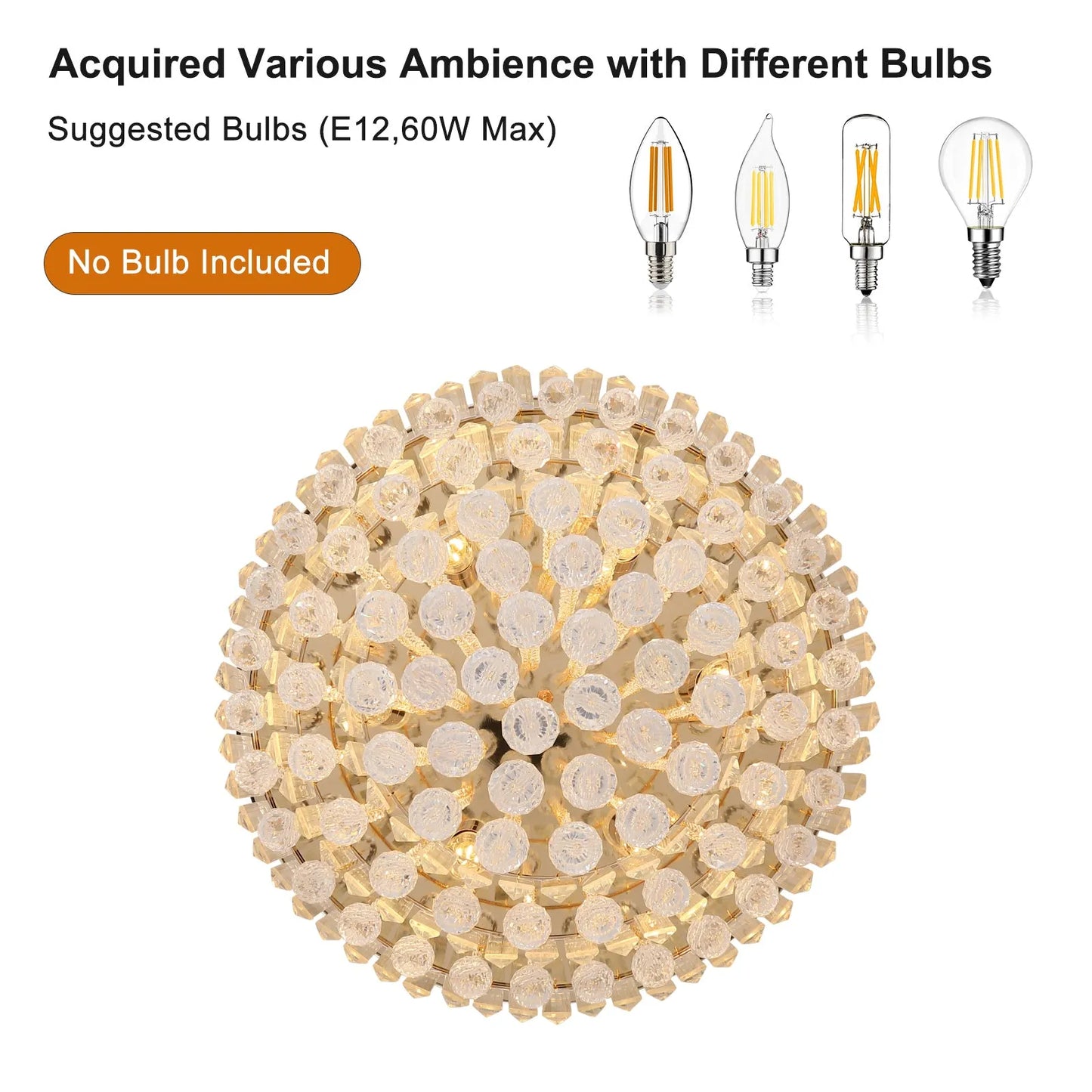 Gold luxury modern style crystal lights,large ceiling chandeliers,dining room,living room,bedroom (Bulb Not Included) – view 6