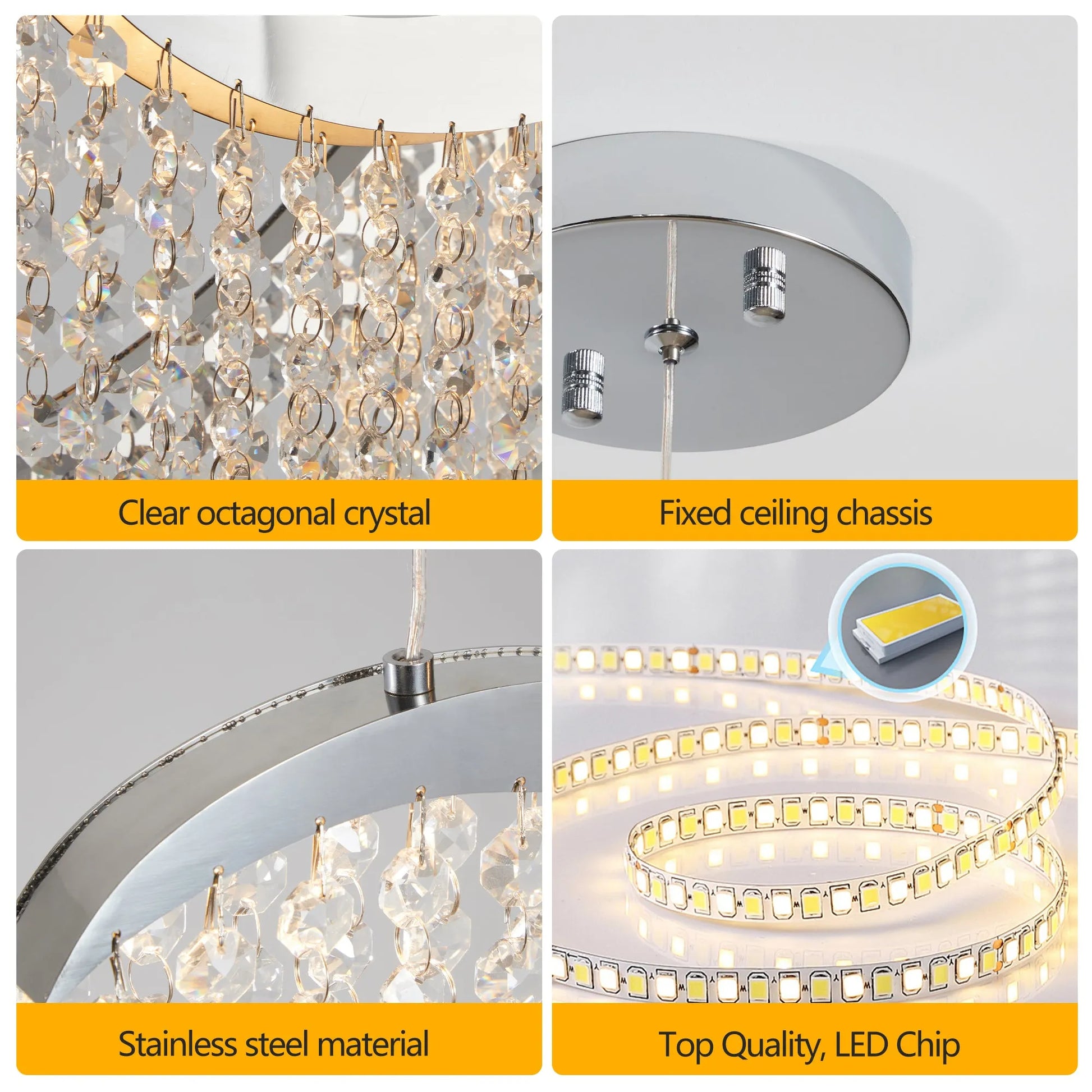 36-inch Modern Wave LED Crystal Chandelier - Adjustable Color Temperature 3000K/4000K/6000K - Adjustable Height - Elegant Chandelier for Living Room – view 6