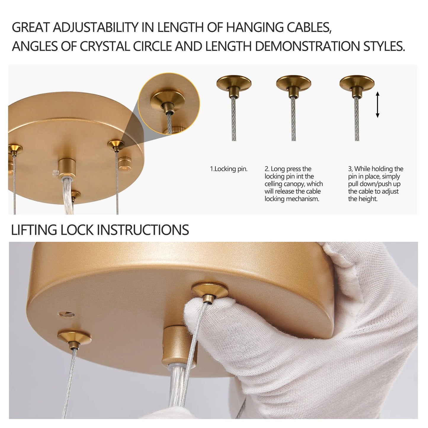 24-inch Modern Golden Pendant Light with Cascading Crystal Strands, Ideal for Living Room, Dining Room and Foyer, High-End Decorative Lighting – view 6