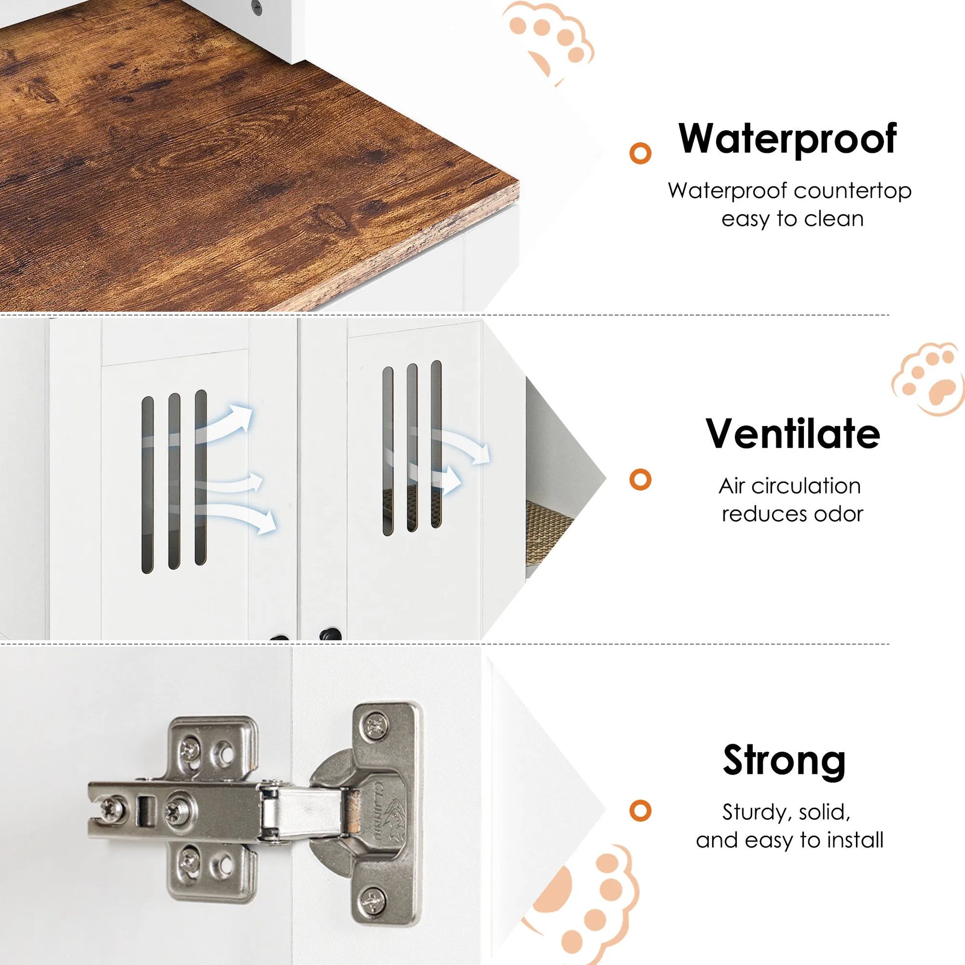 Litter Box Enclosure for 2 Cats,Hidden cat furniture, double litter cabinet, can be used as side cabinet, wash bathroom – view 6