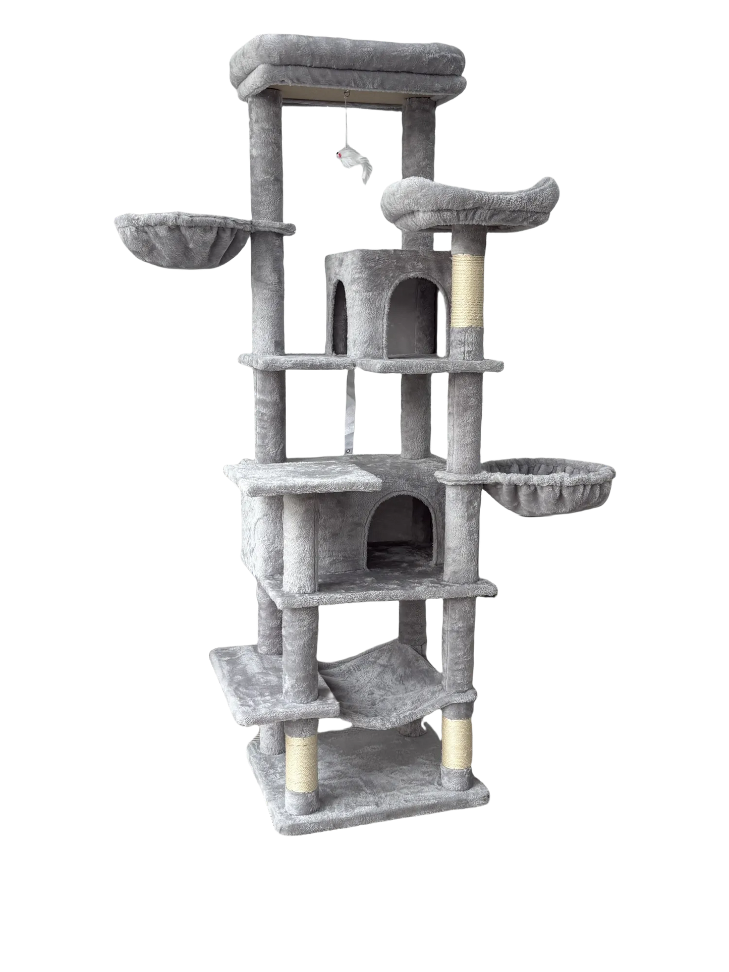 68in Tall Multi-Level Green Cat Tree with Hammocks, Hanging Basket, Cat Cave, Removeable Cushion, Scratching Posts - Plush Cat Tower for Indoor Cats – view 6
