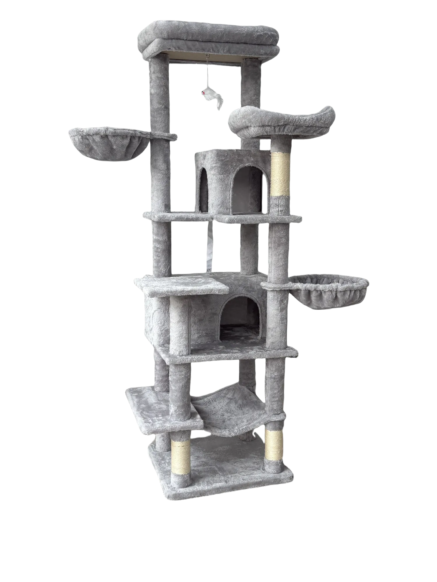 68in Tall Multi-Level Green Cat Tree with Hammocks, Hanging Basket, Cat Cave, Removeable Cushion, Scratching Posts - Plush Cat Tower for Indoor Cats – view 6