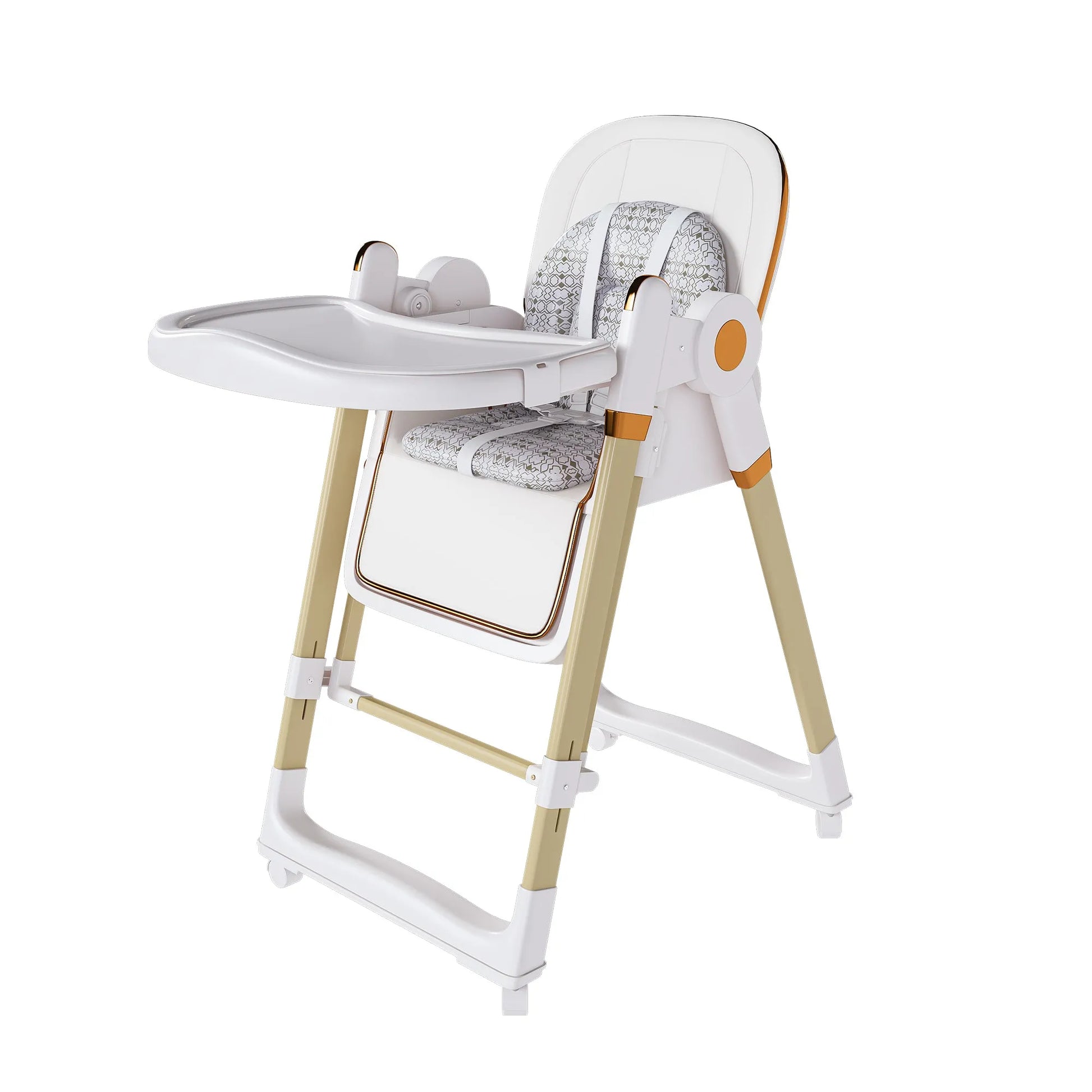 Convertible Baby High Chair to Rocker with 5-Point Harness, Foldable Infant Feeding Chair in White with Removable 2-Tier Easy-Clean Tray for 6M-3Yrs – view 6