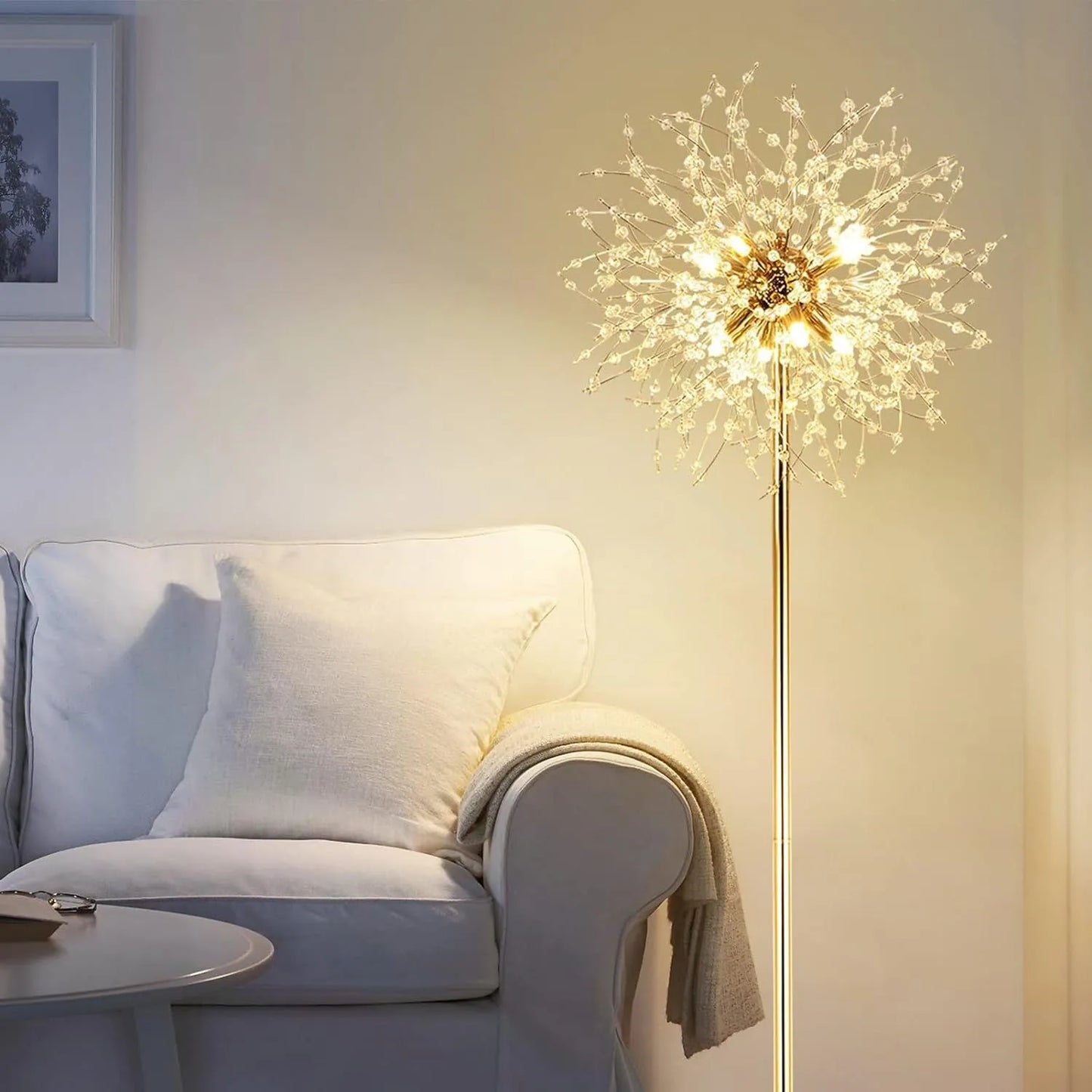 69 inch Crystal Floor Lamp, Modern Standing Lamp with K9 Crystal, LED Floor Lamp with On/Off Foot Switch, Metal Tall Pole Lamp for Living Room, Girls – view 6