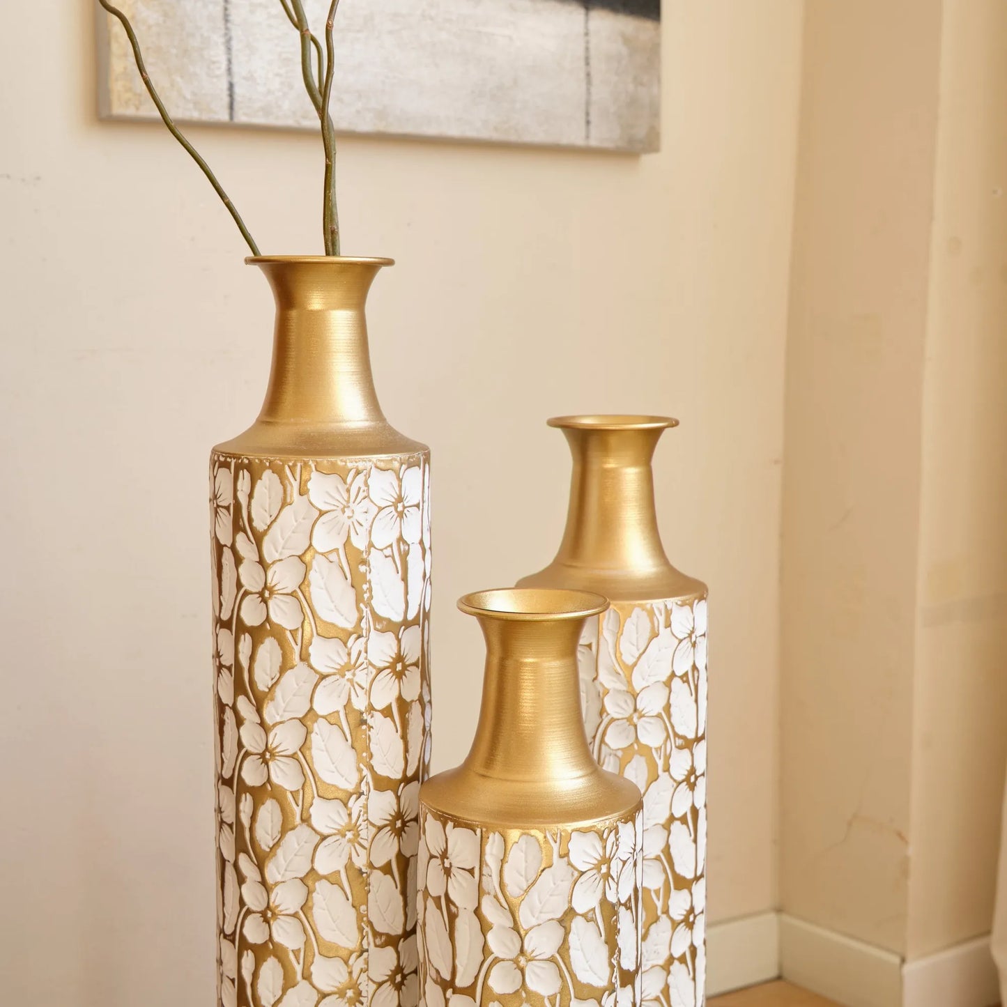 Floor Vases Gold Large Vases - 32/28/24-Inch Decorative High Vases Set of 3 for Home Décor Vintage Large Vases Representing Twigs, Twigs Dried – view 6