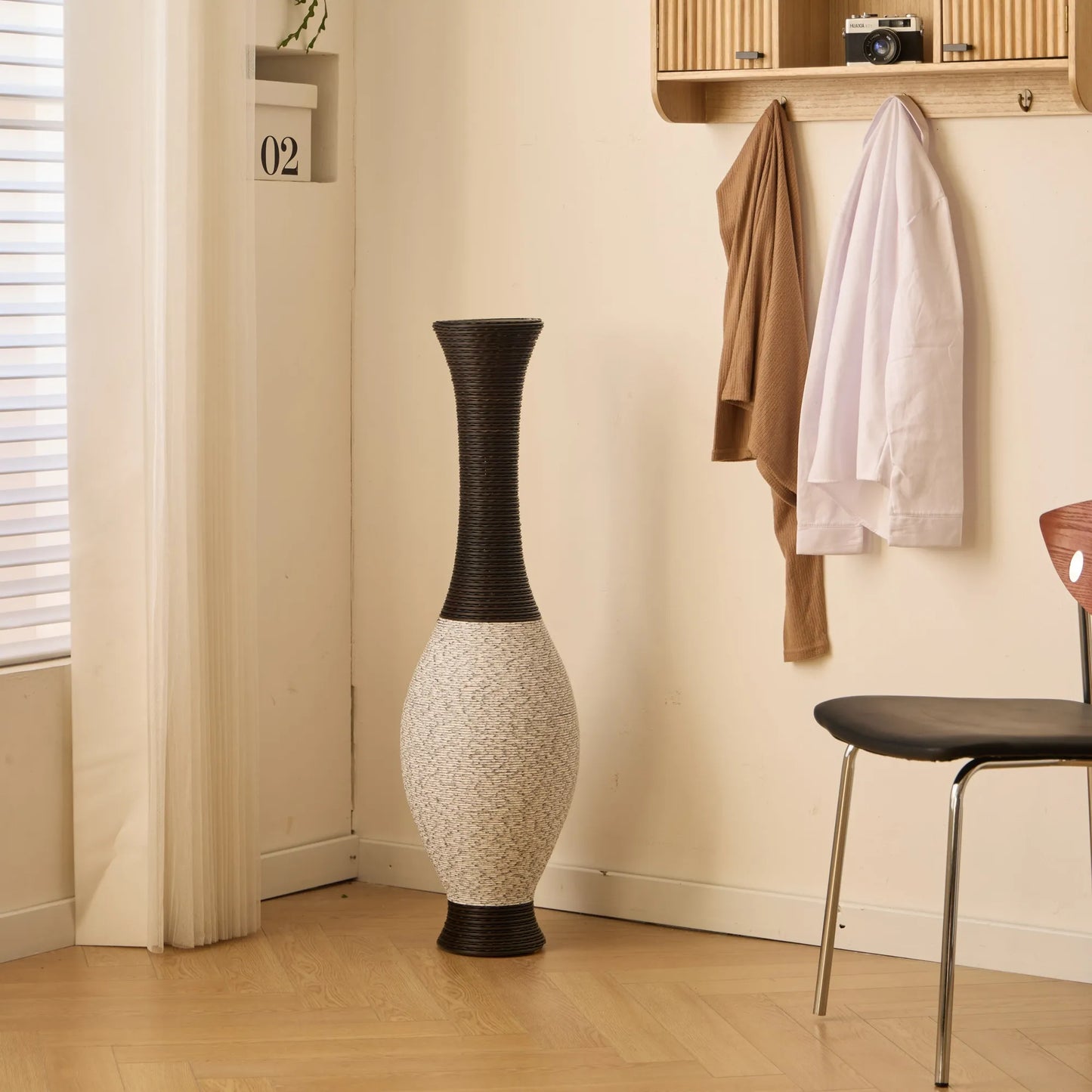 39-Inch Tall Designer Floor Vase – Artificial Rattan with Elegant Two-Tone Dark Brown Finish – Decorative Accent for Living Room, Bedroom, or Entryway – view 6