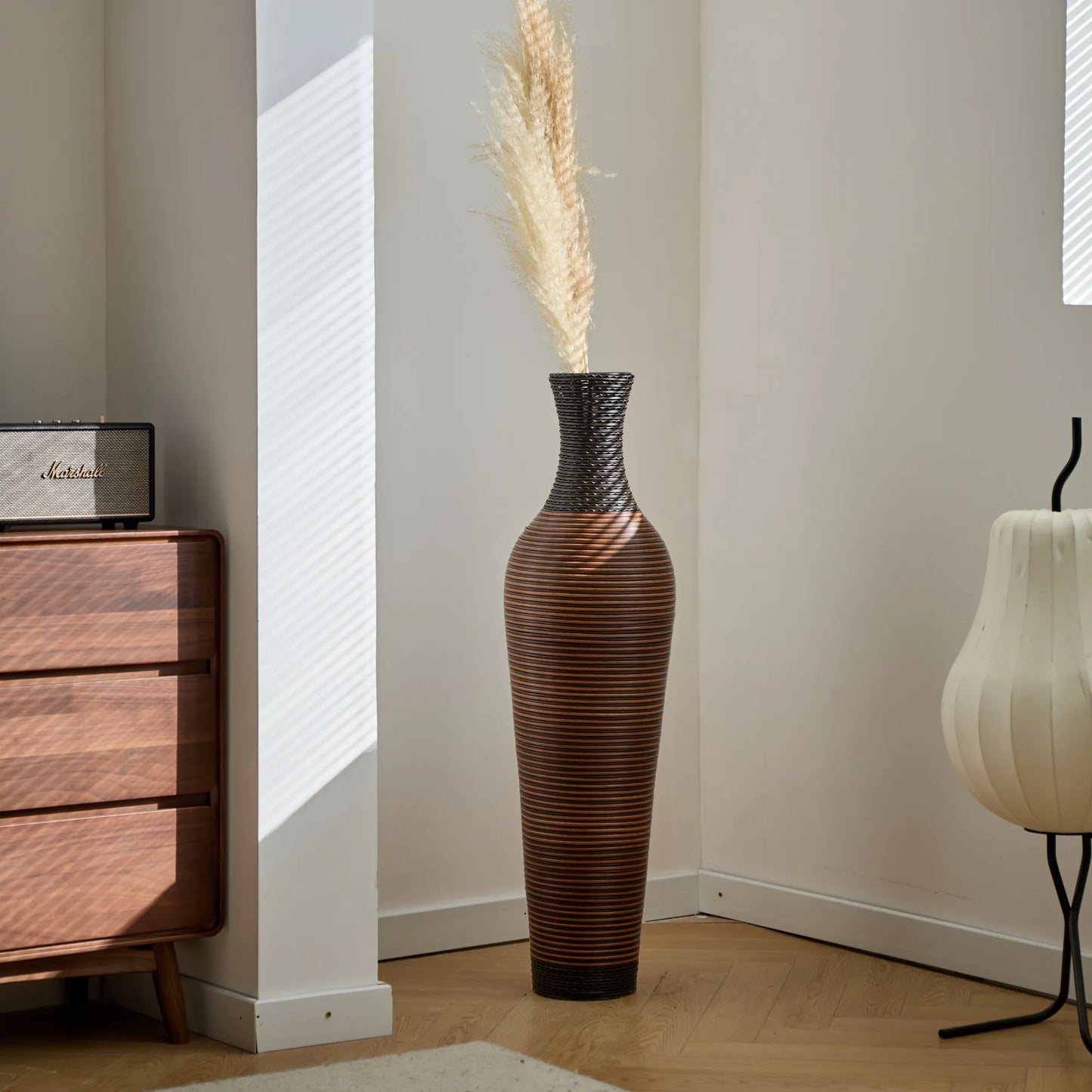 39' Tall Standing Designer Floor Vases with Elegant Two-Tone Dark Brown Finishes - Ideal for Decorating Living Rooms, Bedrooms, Entryways Perfect for – view 6