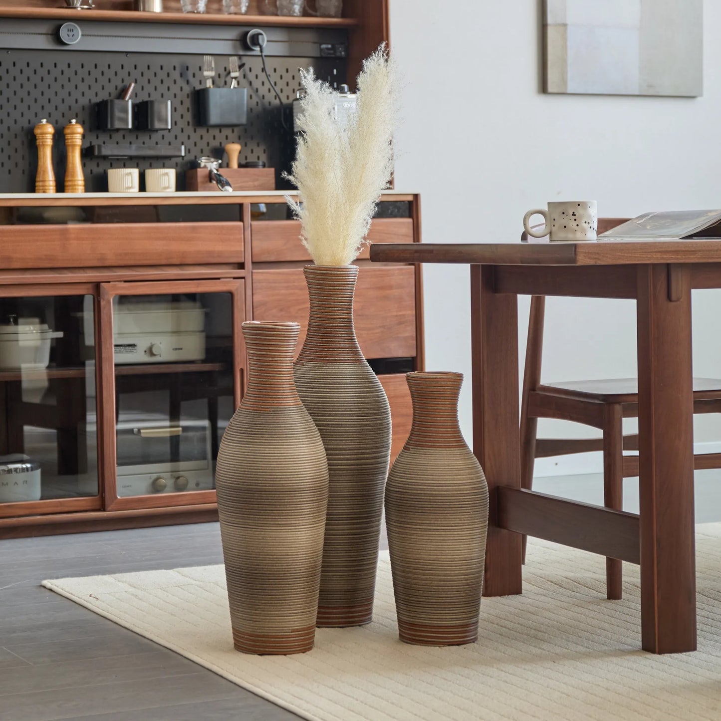 Desktop Vase, Brown Decorative Floor Vase, Classic and Neat Floor Vase, High Independent Flower Stand, Artificial Vine Vase, PVC Floor Vase, Home – view 6