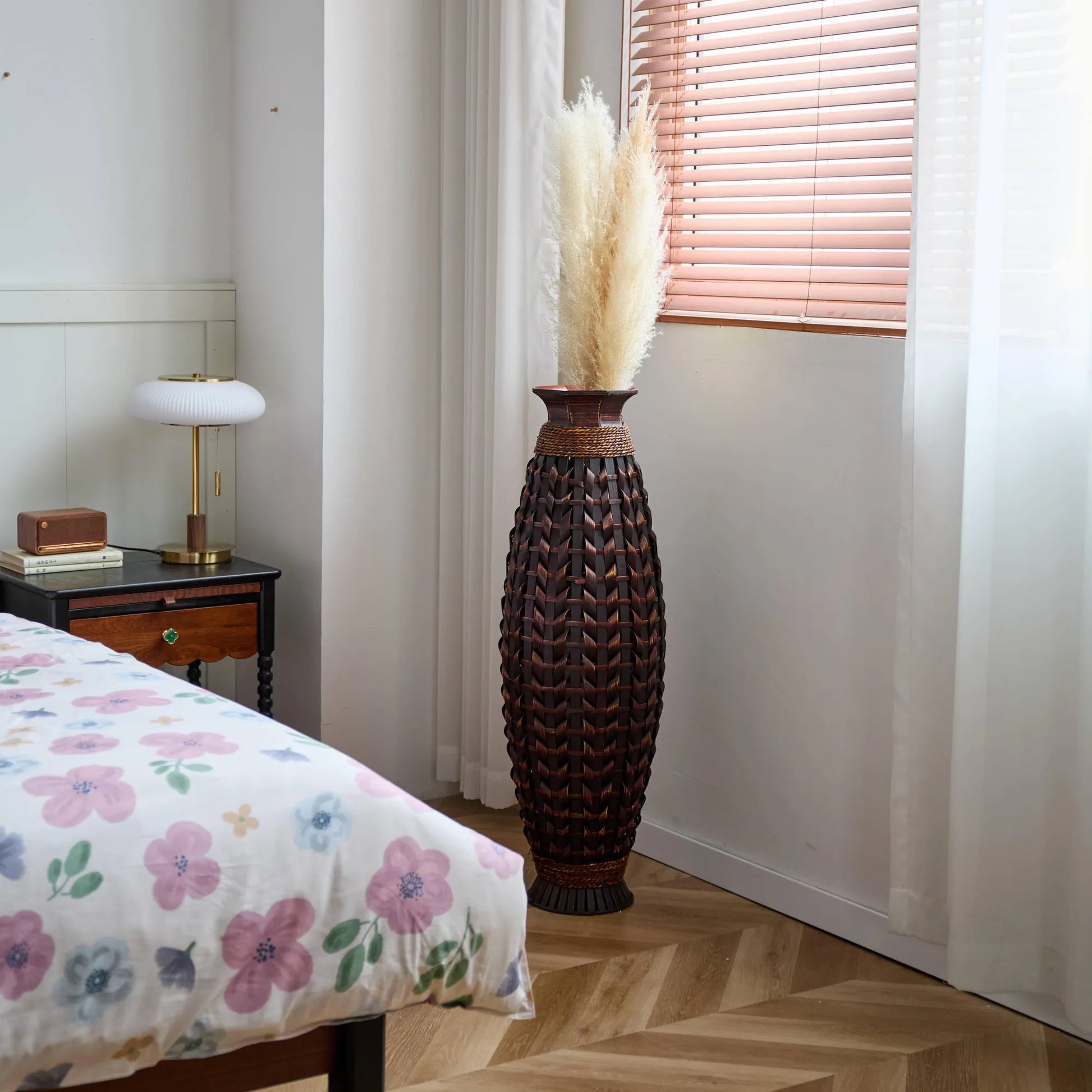 39-Inch Tall Hand-Woven Bamboo Floor Vase – Decorative Accent for Living Room, Entryway, or Hallway – Ideal for Dried or Silk Flower Arrangements – view 6