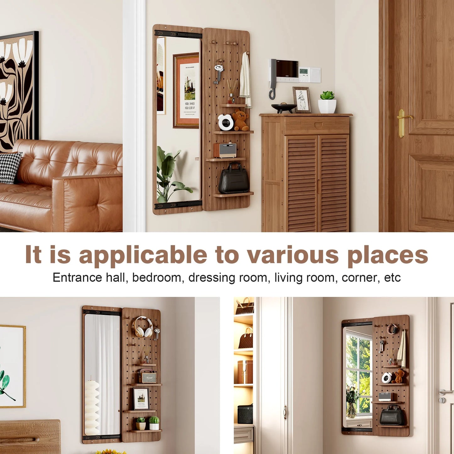 47.6 x 15.7 inch multi-functional design panel wall-mounted full-length mirror, space-saving, can be pushed and pulled. Suitable for bedroom/living – view 6