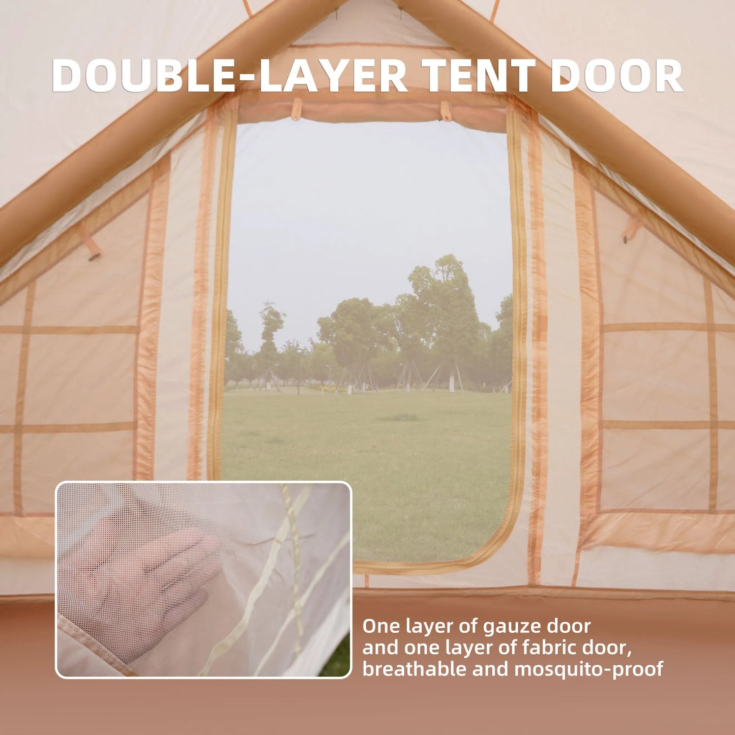 Inflatable Camping Tents with Hand Pump, Air Glamping Tents, Easy Setup Waterproof and Windproof Blow up Tent, 4 Seasons Oxford Cabin Tent with Mesh – view 6