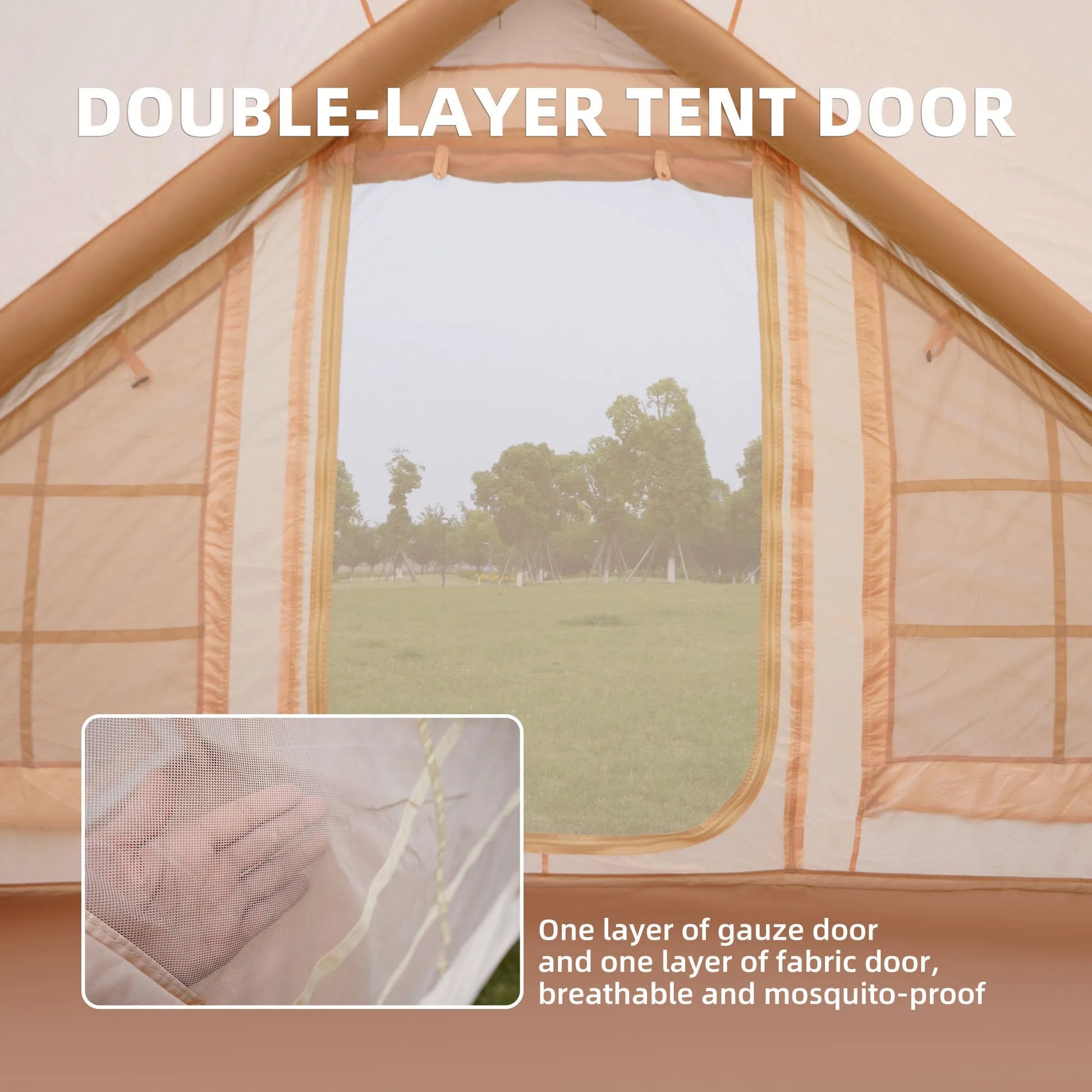 Inflatable Camping Tents with Hand Pump, Air Glamping Tents, Easy Setup Waterproof and Windproof Blow up Tent, 4 Seasons Oxford Cabin Tent with Mesh – view 6