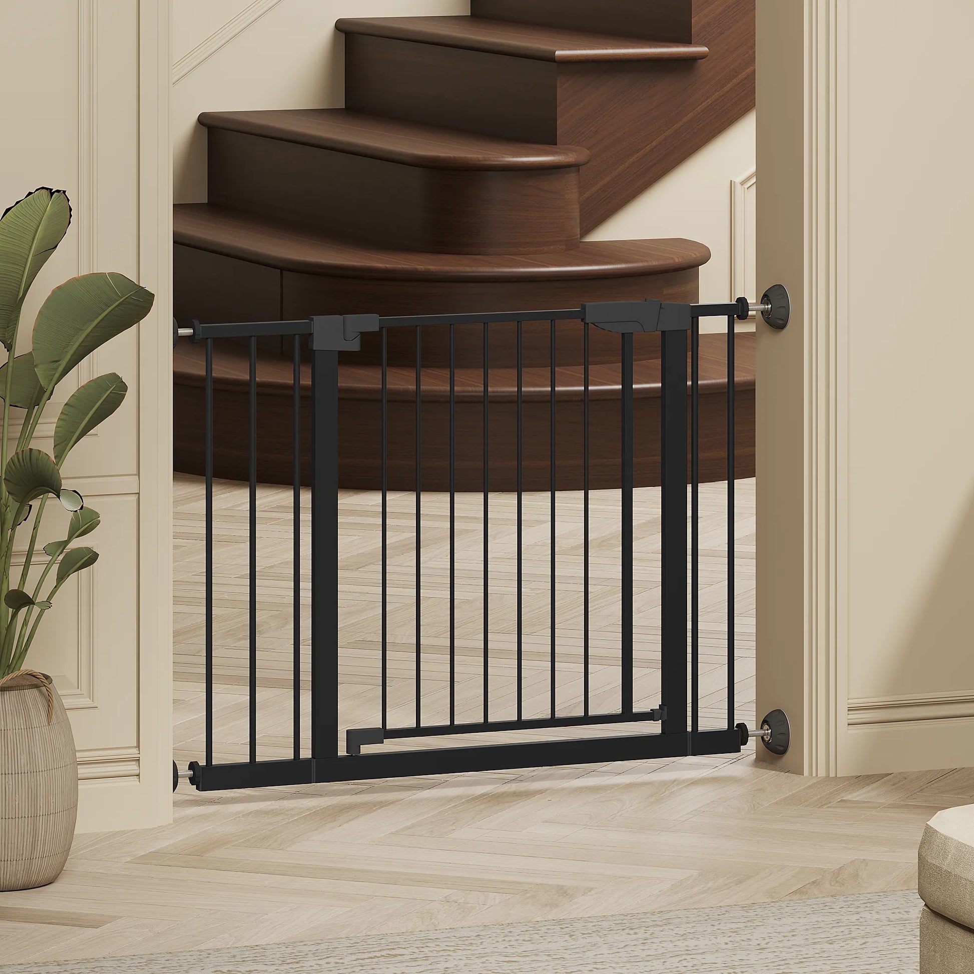 29.5-45.3' Wide Baby Gate with wall protector for Stairs, Dog Gate Indoor for Doorways, No Drilling Pressure Mounted Pet Gates for Kids, Easy Walk – view 6