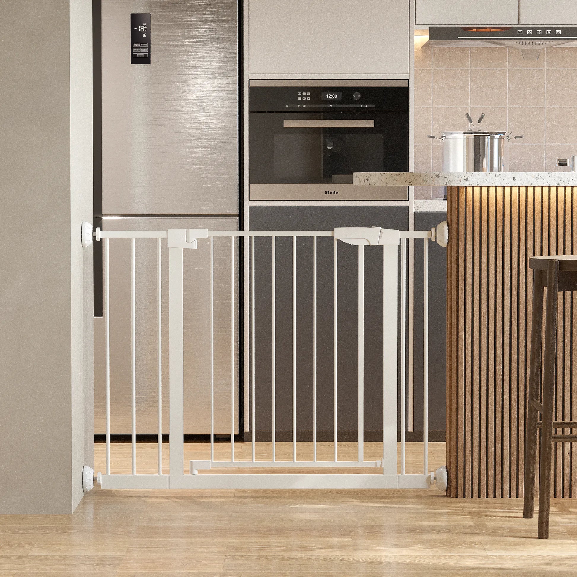 29.5-45.3' Wide Baby Gate with wall protector for Stairs, Dog Gate Indoor for Doorways, No Drilling Pressure Mounted Pet Gates for Kids, Easy Walk – view 6