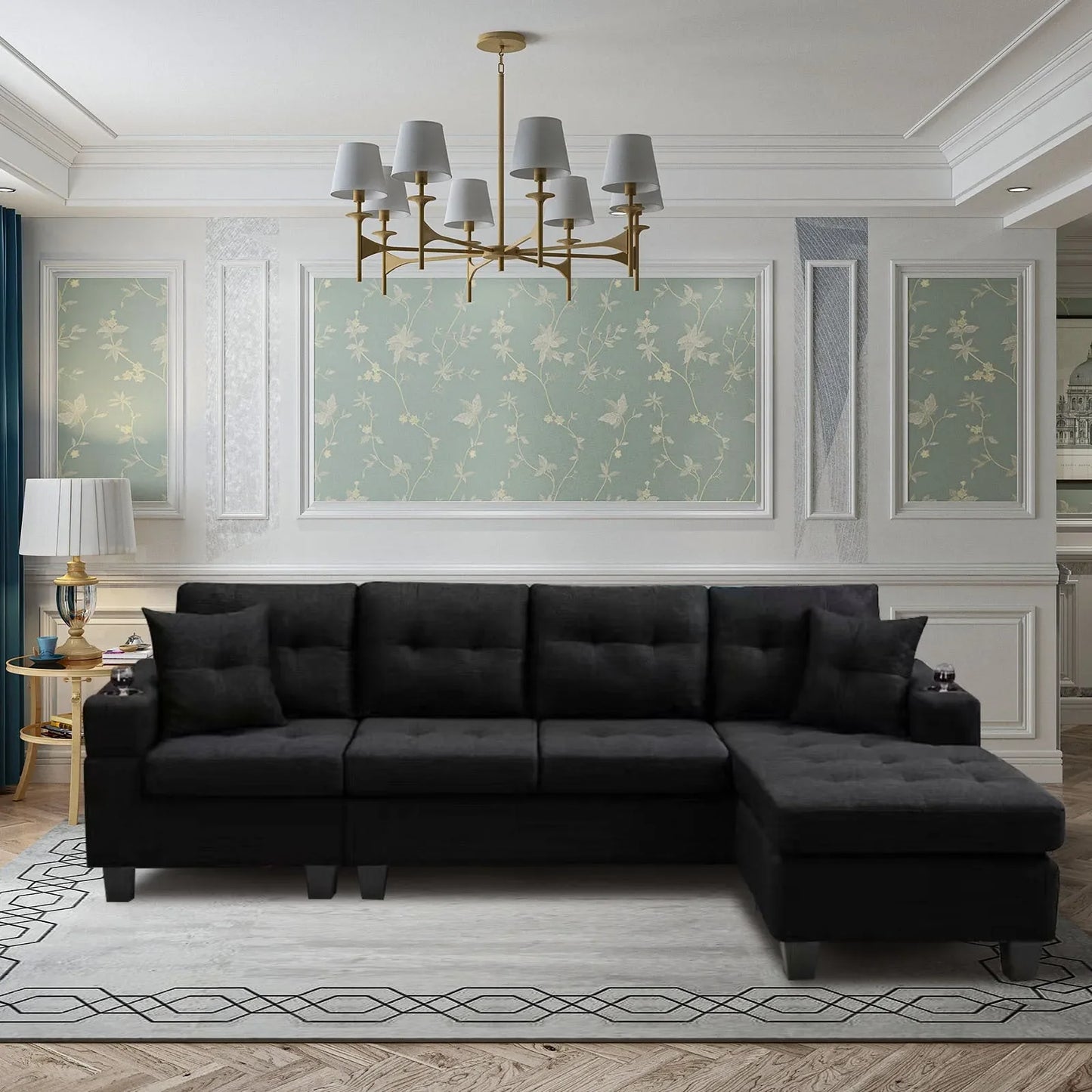 MEGA right sectional sofa with footrest, convertible corner sofa with armrest storage, living room and apartment sectional sofa, right chaise longue – view 6