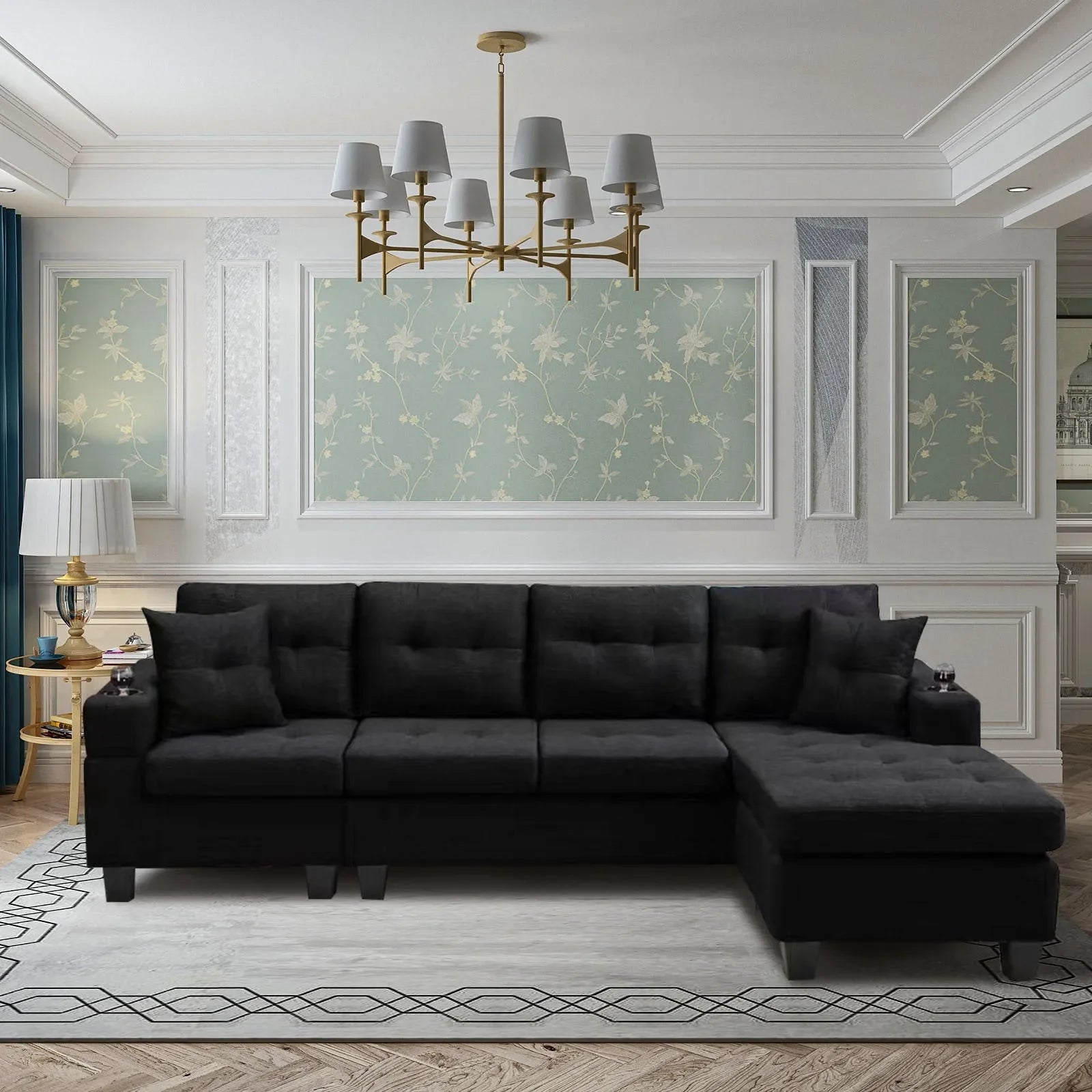 MEGA right sectional sofa with footrest, convertible corner sofa with armrest storage, living room and apartment sectional sofa, right chaise longue – view 6