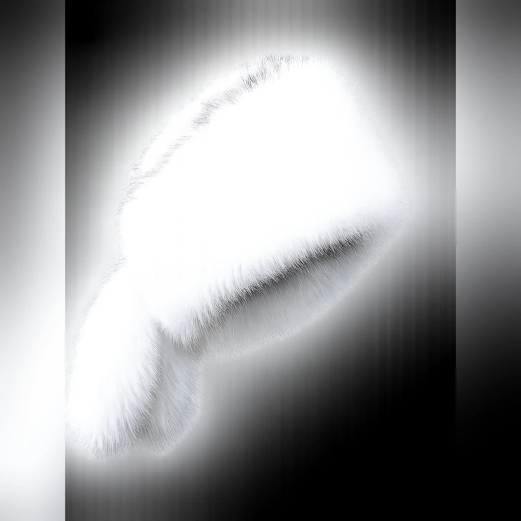 White fur trapper hat side view