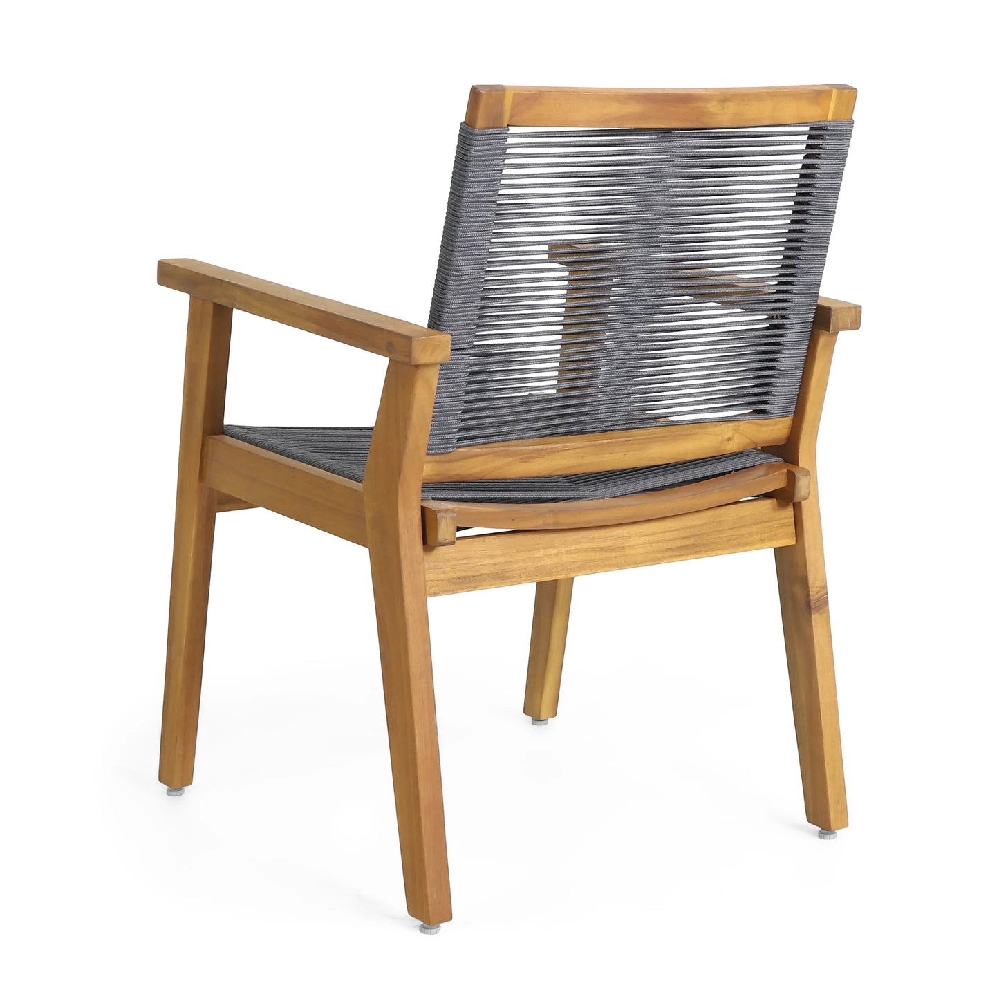 Outdoor Dining Chair Set of 2, Dark Grey Rope, Acacia Wood Frame – view 7
