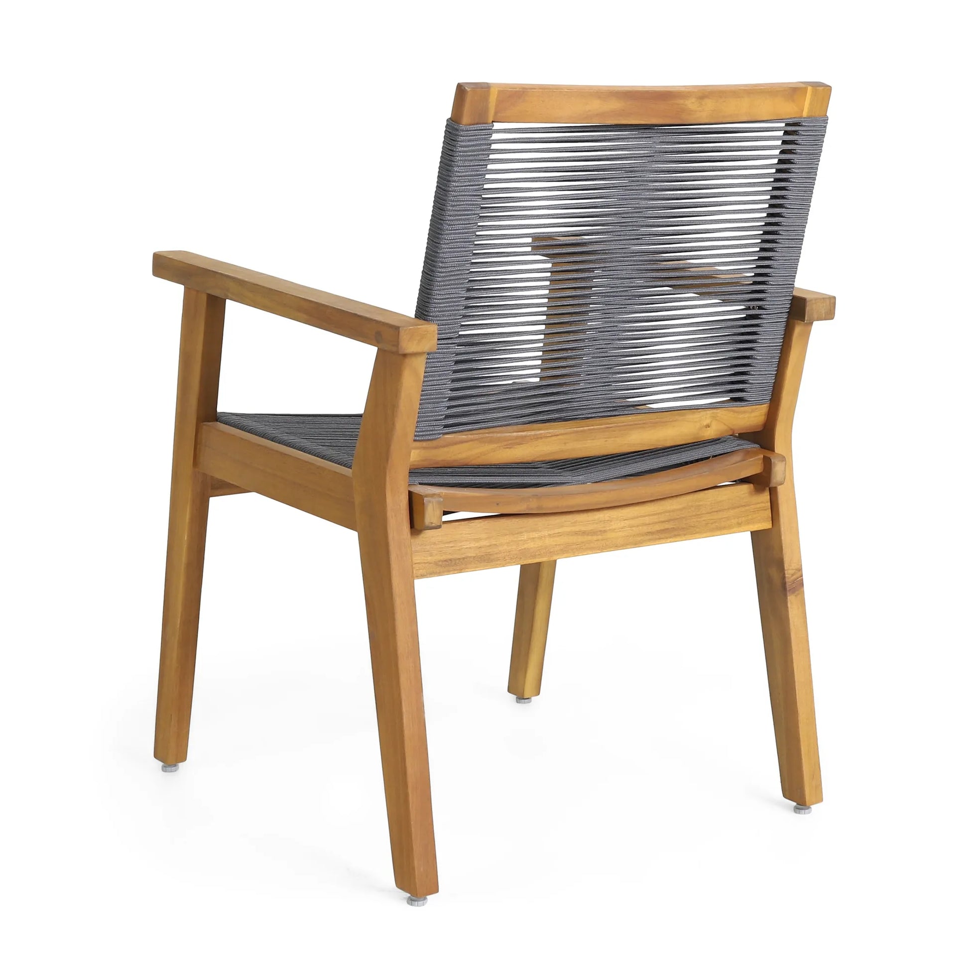 Outdoor Dining Chair Set of 2, Dark Grey Rope, Acacia Wood Frame – view 7