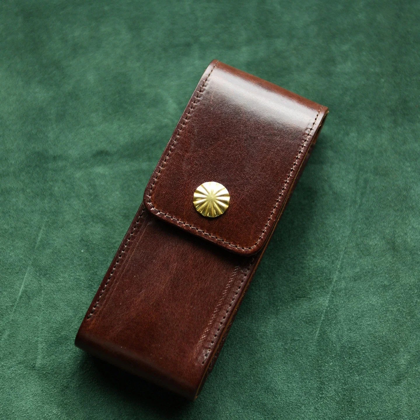 Coffee Brown vegetable-tanned leather fountain pen case