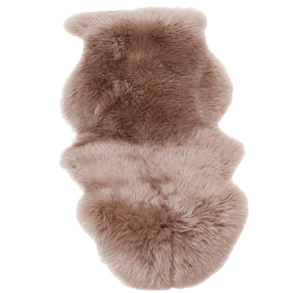 Dusty Rose genuine Australian long-wool sheepskin irregular rug on transparent background
