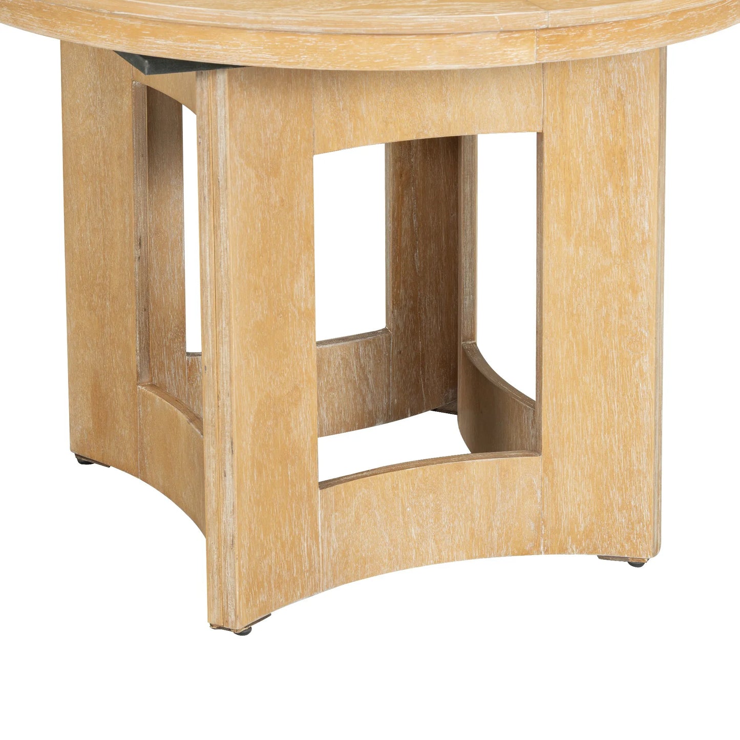 Farmhouse Extendable Round Dining Table with 16inch Removable Leaf for Small Places, Natural – view 7