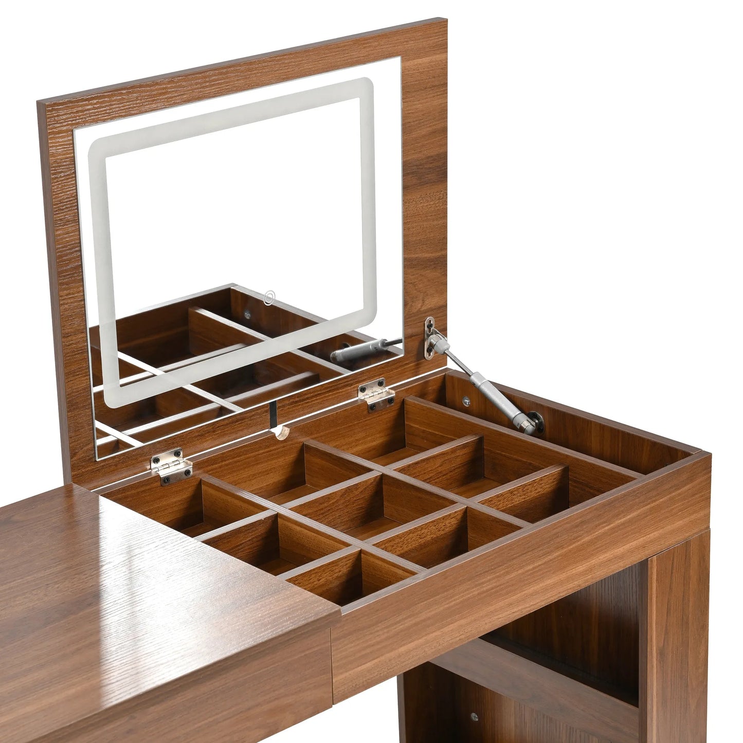 Vanity Desk with Mirror and Lights, Makeup Vanity Table with Flip-Top Tabletop and Storage 7 Drawers, 9 Compartments, 3 Shelves, 3 Color Modes – view 7
