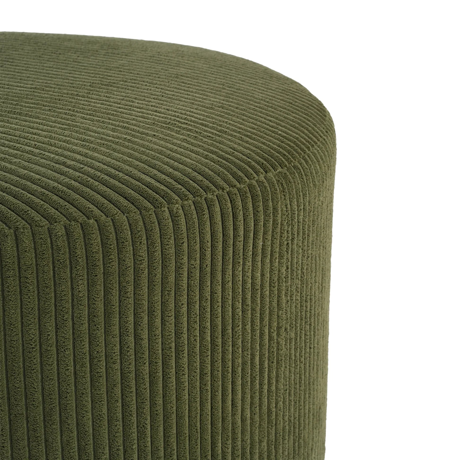Upholstered Round Ottoman,Olive Green,Corduroy – view 7