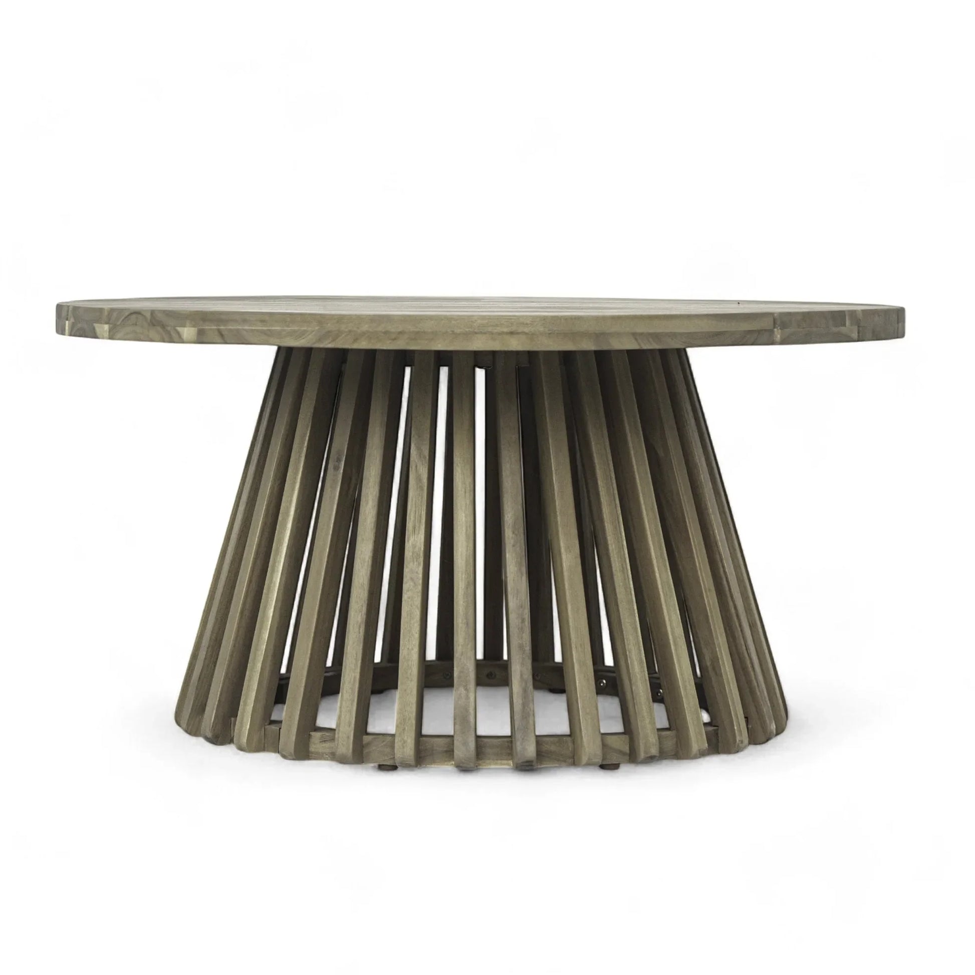 Outdoor Acacia Wood Patio Coffee Table, Round Coffee Table for Backyard, Lawn, Balcony,Grey Finish – view 7