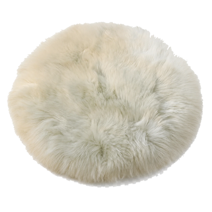 Sage Green genuine long-wool sheepskin round chair pad on transparent background