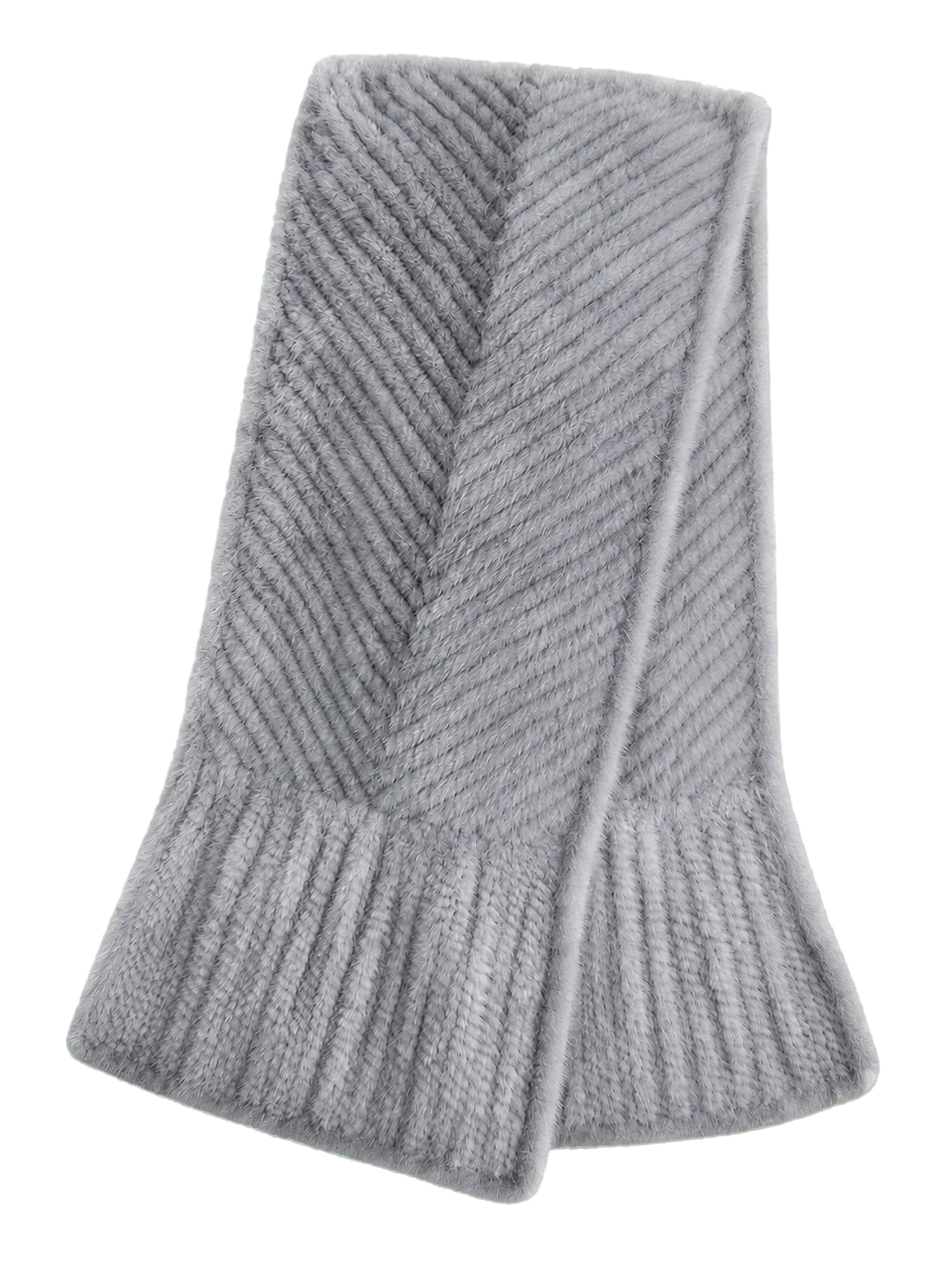 Silver Gray genuine mink fur knitted long winter scarf