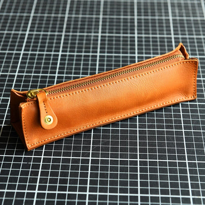 Sunset tan leather pencil case