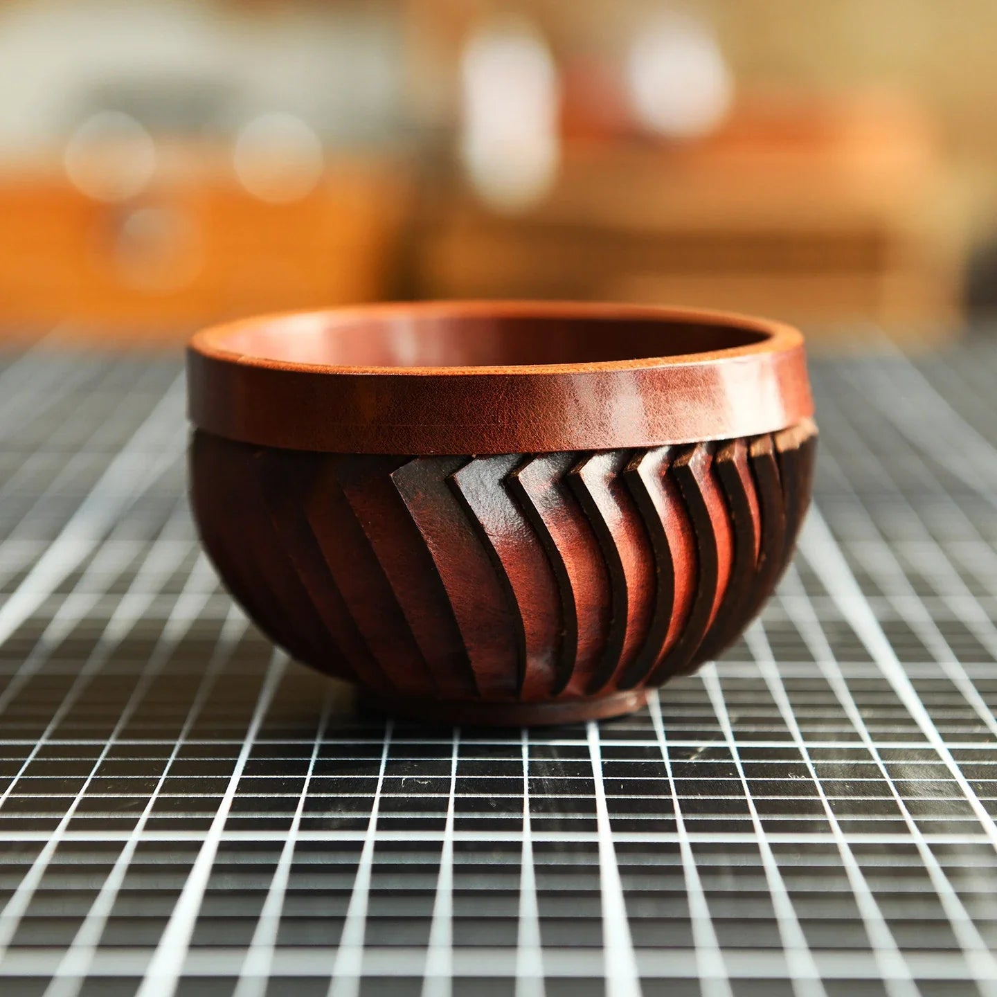 Vintage Coffee Brown top-grain cowhide storage bowl