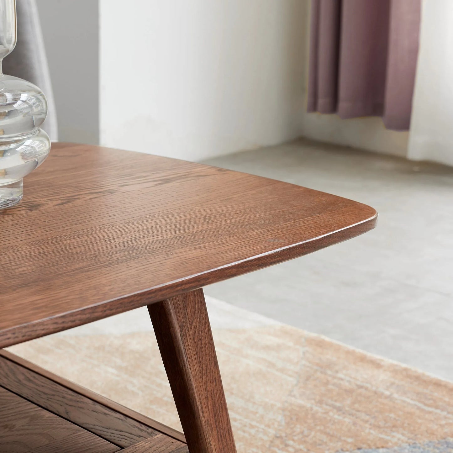 Center table Low Table 100% solid Oak Wood Top plate Desk Coffee table Width 100 x Depth 50 x Height 44 cm Study desk Work from home Easy to assemble – view 7
