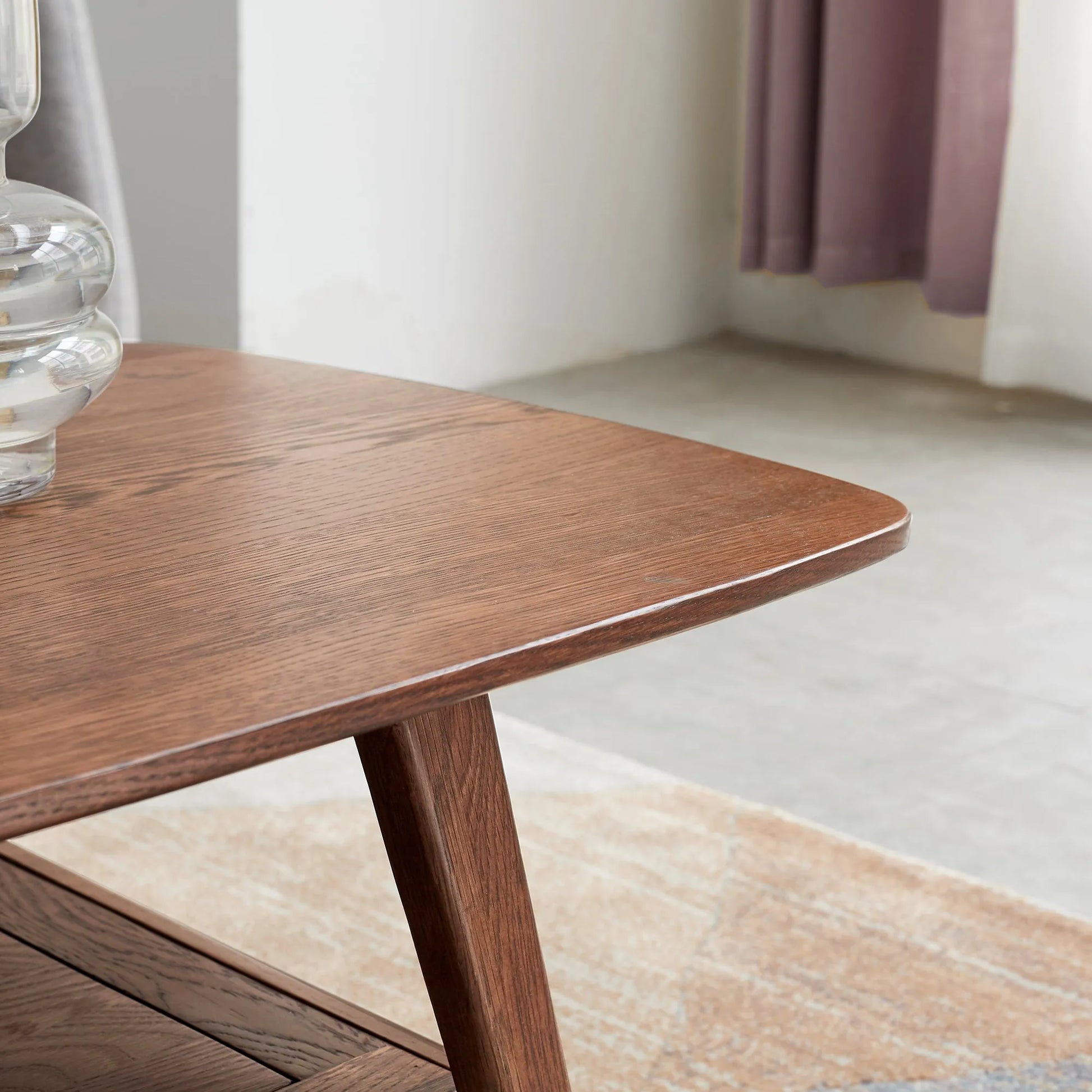 Center table Low Table 100% solid Oak Wood Top plate Desk Coffee table Width 100 x Depth 50 x Height 44 cm Study desk Work from home Easy to assemble – view 7