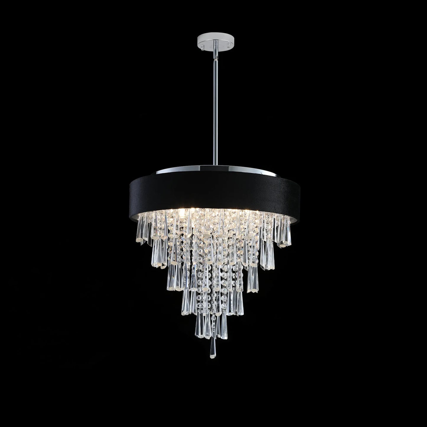 18-inch Modern Crystal Chandelier with Black Imitation Velvet Anti-Glare Shade, Adjustable Height, 8-Light G9 Base for Dining Room, Living Room, or – view 7
