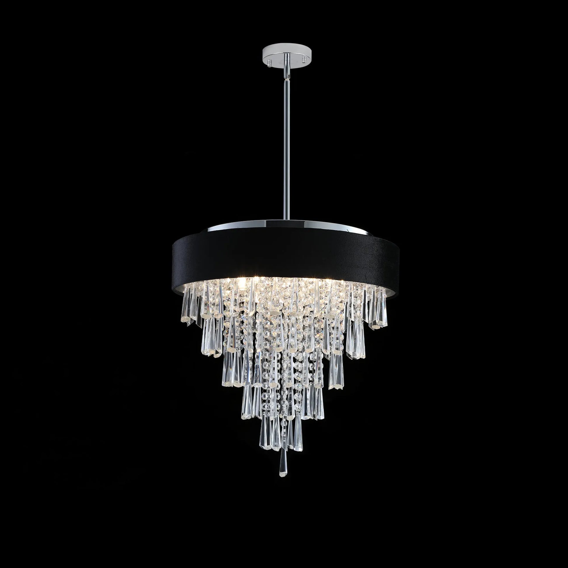 18-inch Modern Crystal Chandelier with Black Imitation Velvet Anti-Glare Shade, Adjustable Height, 8-Light G9 Base for Dining Room, Living Room, or – view 7