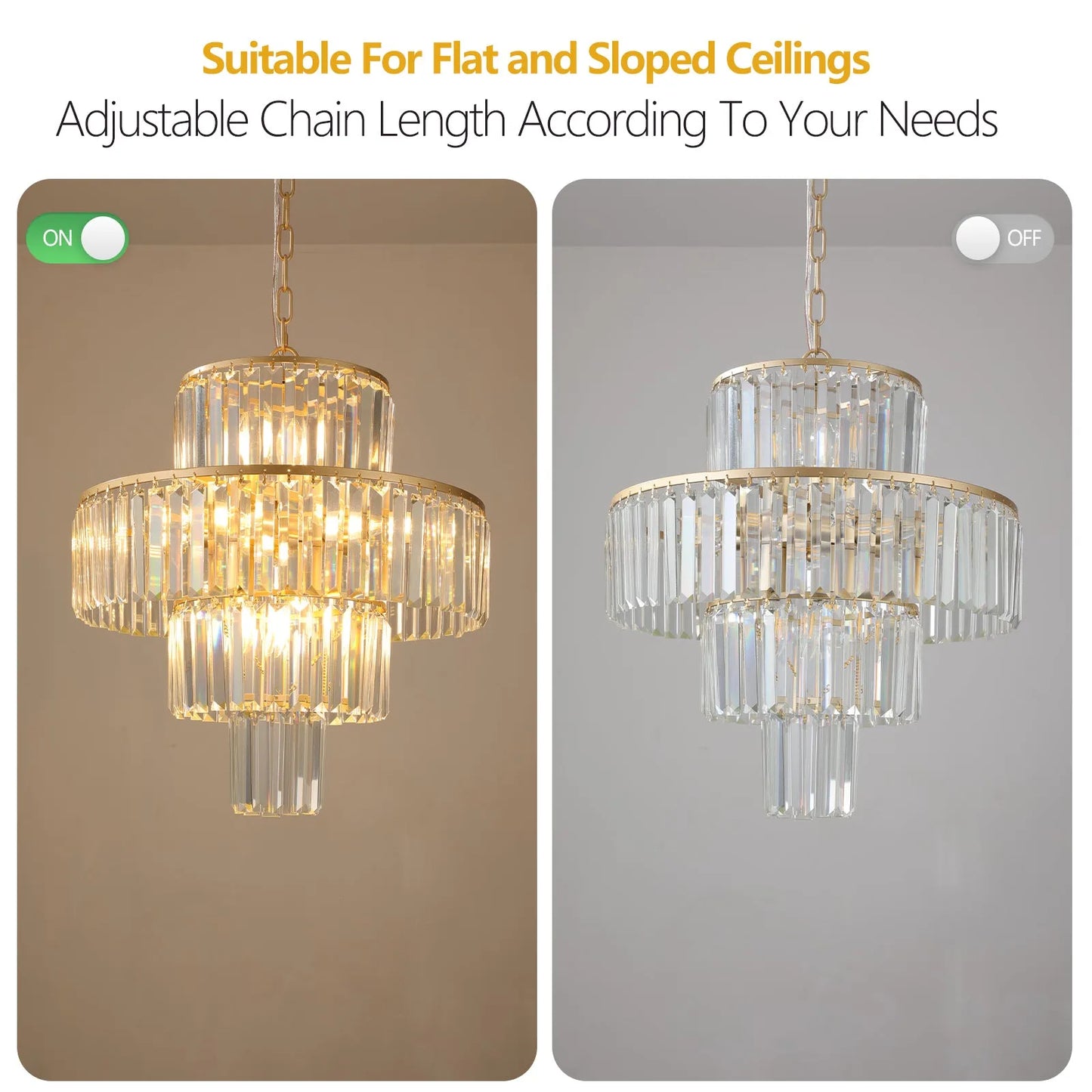 20' Modern Crystal Chandelier with Gold Finish, 4-Tier Design for Dining Room or Living Room, Elegant Crystal Pendant Light Fixture (Bulb Not – view 7