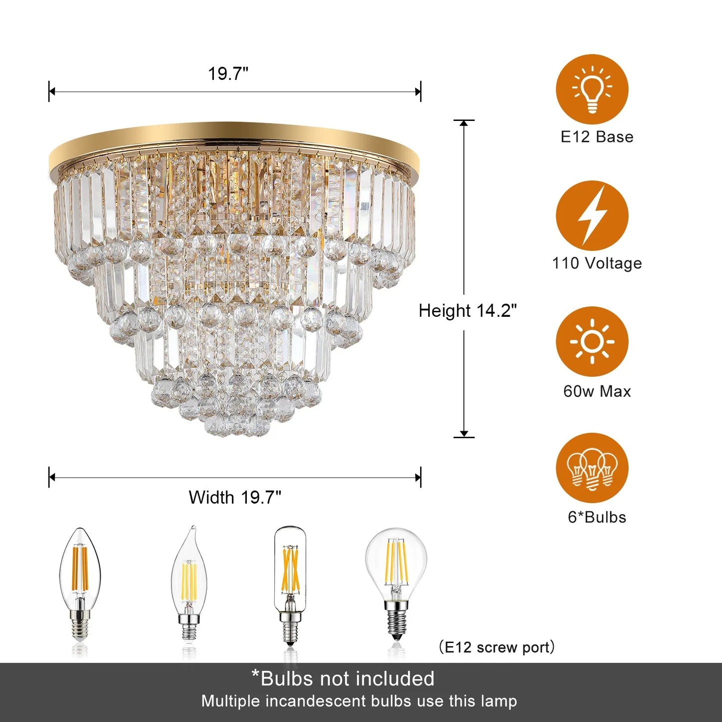 Gold luxury modern style crystal lights,large ceiling chandeliers,dining room,living room,bedroom (Bulb Not Included) – view 7