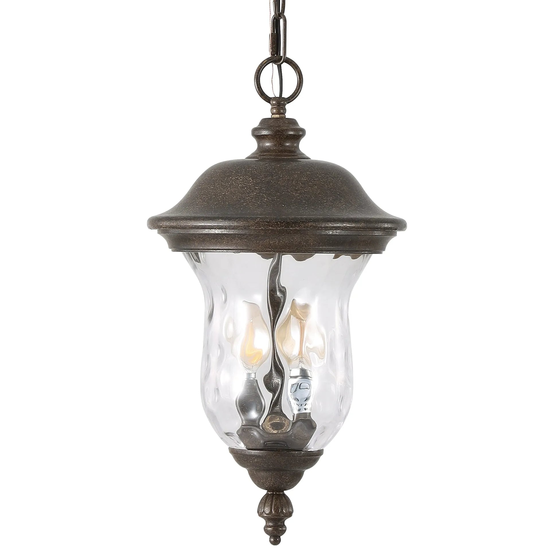 19'(H) Rustic Outdoor Hanging Lantern, Weatherproof Vintage Pendant Light with Clear Glass Shade, Waterproof Exterior Lighting Fixture for Porch – view 7