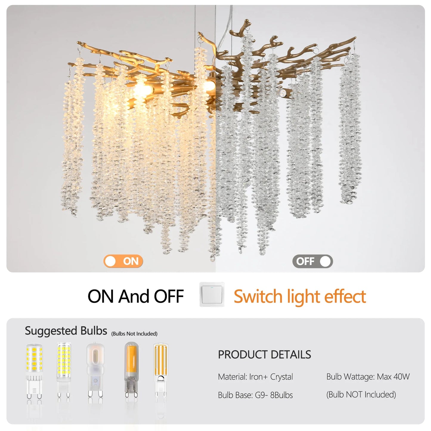 24-inch Modern Golden Pendant Light with Cascading Crystal Strands, Ideal for Living Room, Dining Room and Foyer, High-End Decorative Lighting – view 7