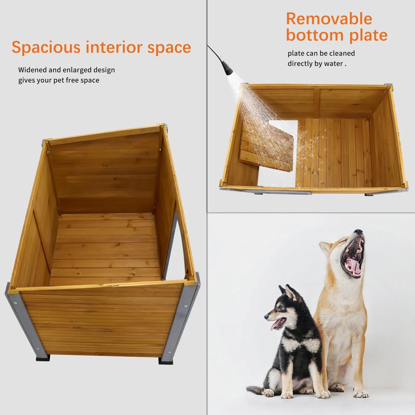 Dog House Outdoor & Indoor Wooden Dog Kennel for Winter with Raised Feet Weatherproof for Large Dogs – view 7