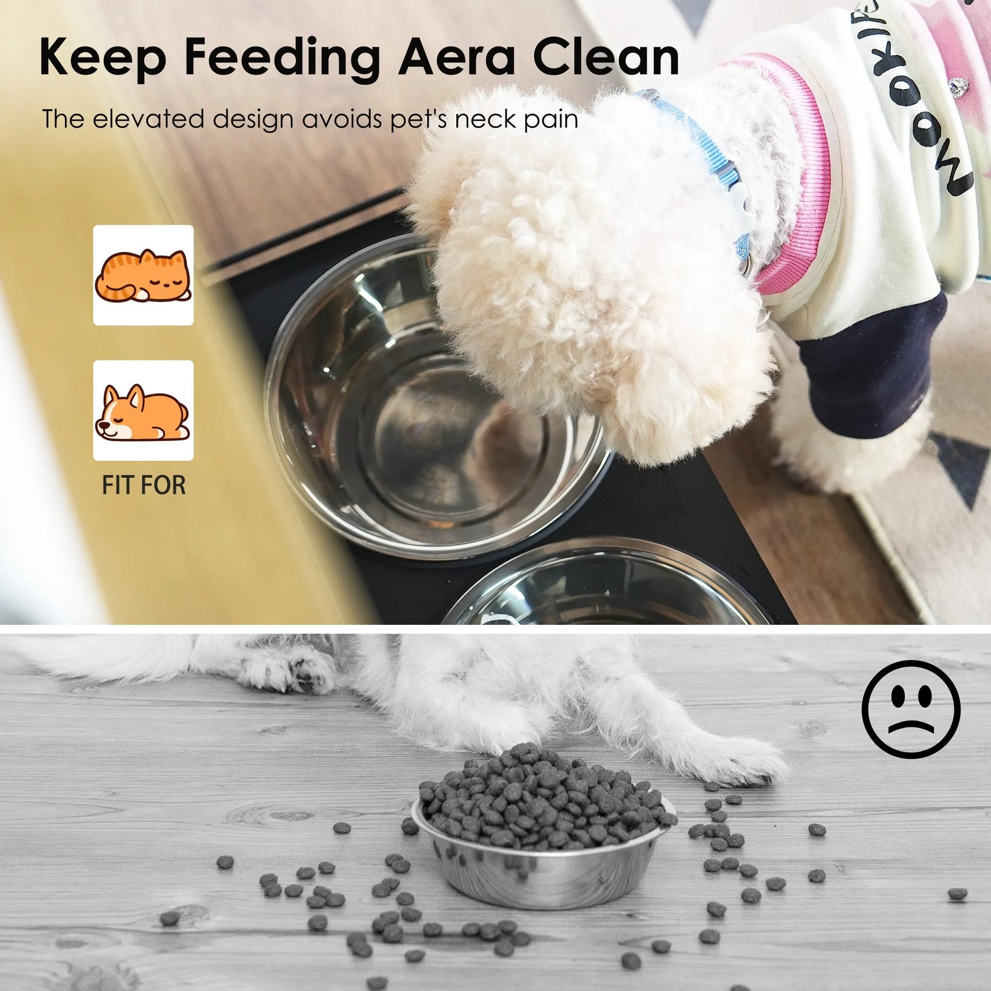 Feeding Station with 1 Storage Cabinets, Pet Feeding Station with 2 Elevated Dog Bowls, Side Hooks, Anti-tip Kit, Hidden Pet Feeder Station for – view 7