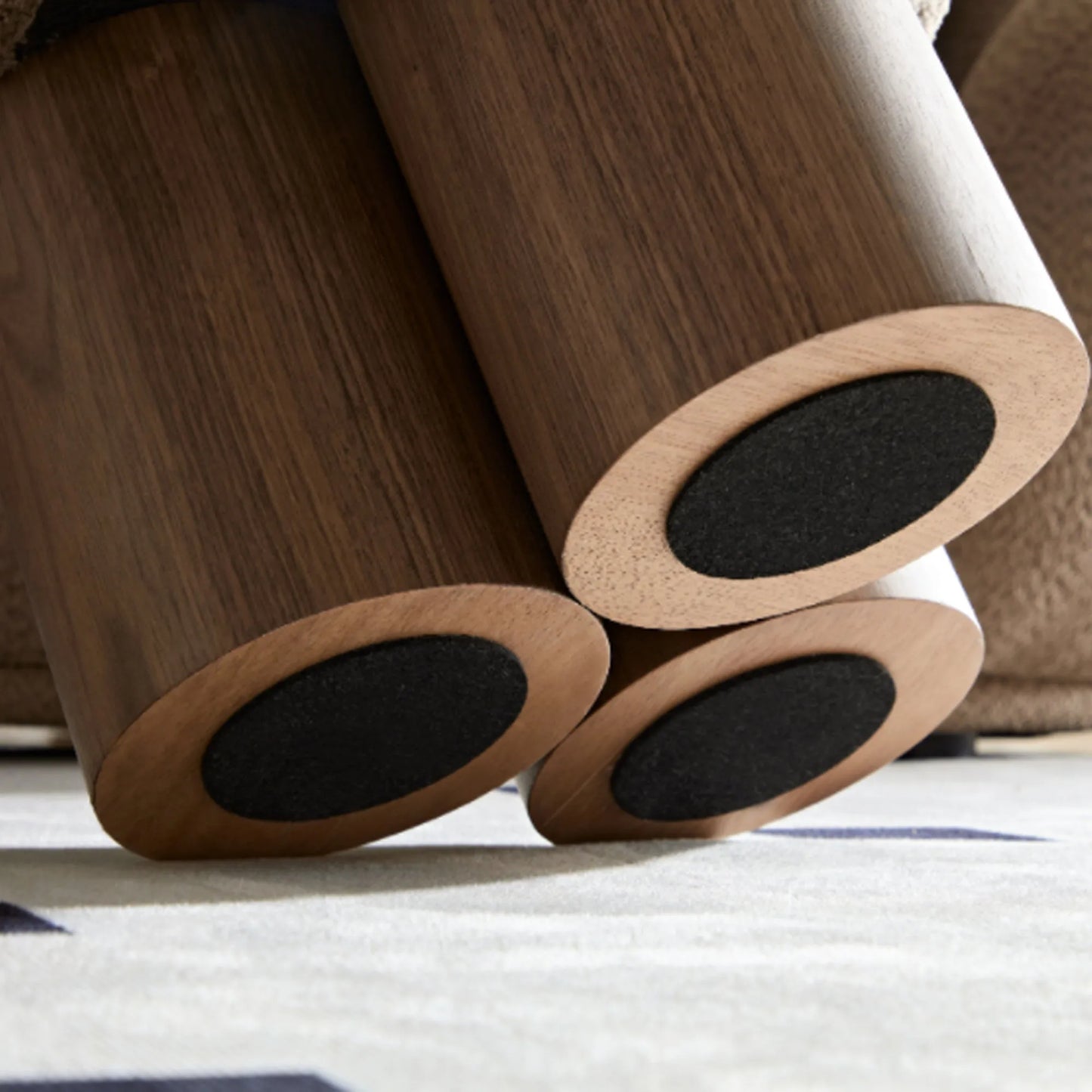 Mushroom Stool with Brown Lamb Wool Seat and Walnut Veneer Barrel PVC Pipe – view 7