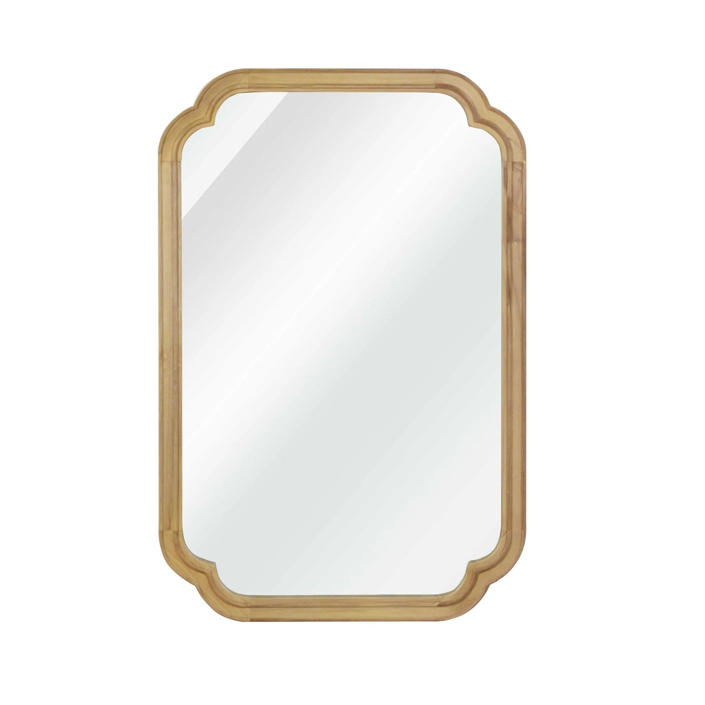 Natural Wood Color 20' x 30' Solid Wood Frame Rounded Corner Decorative Mirror, For Bedroom, Bathroom, Living Room, Entryway – view 7